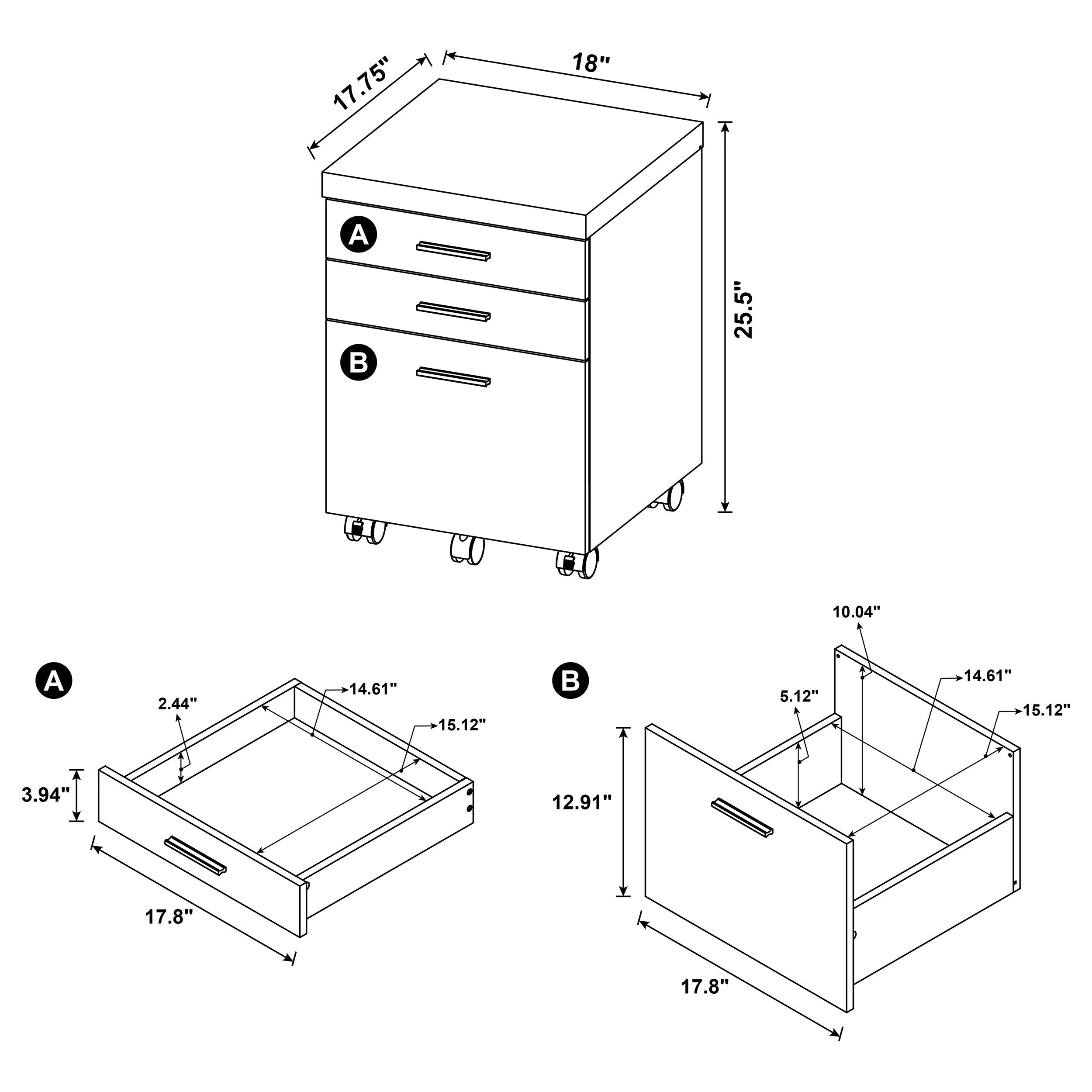 Skylar L-Shape Desk with Mobile File Cabinet Cappuccino