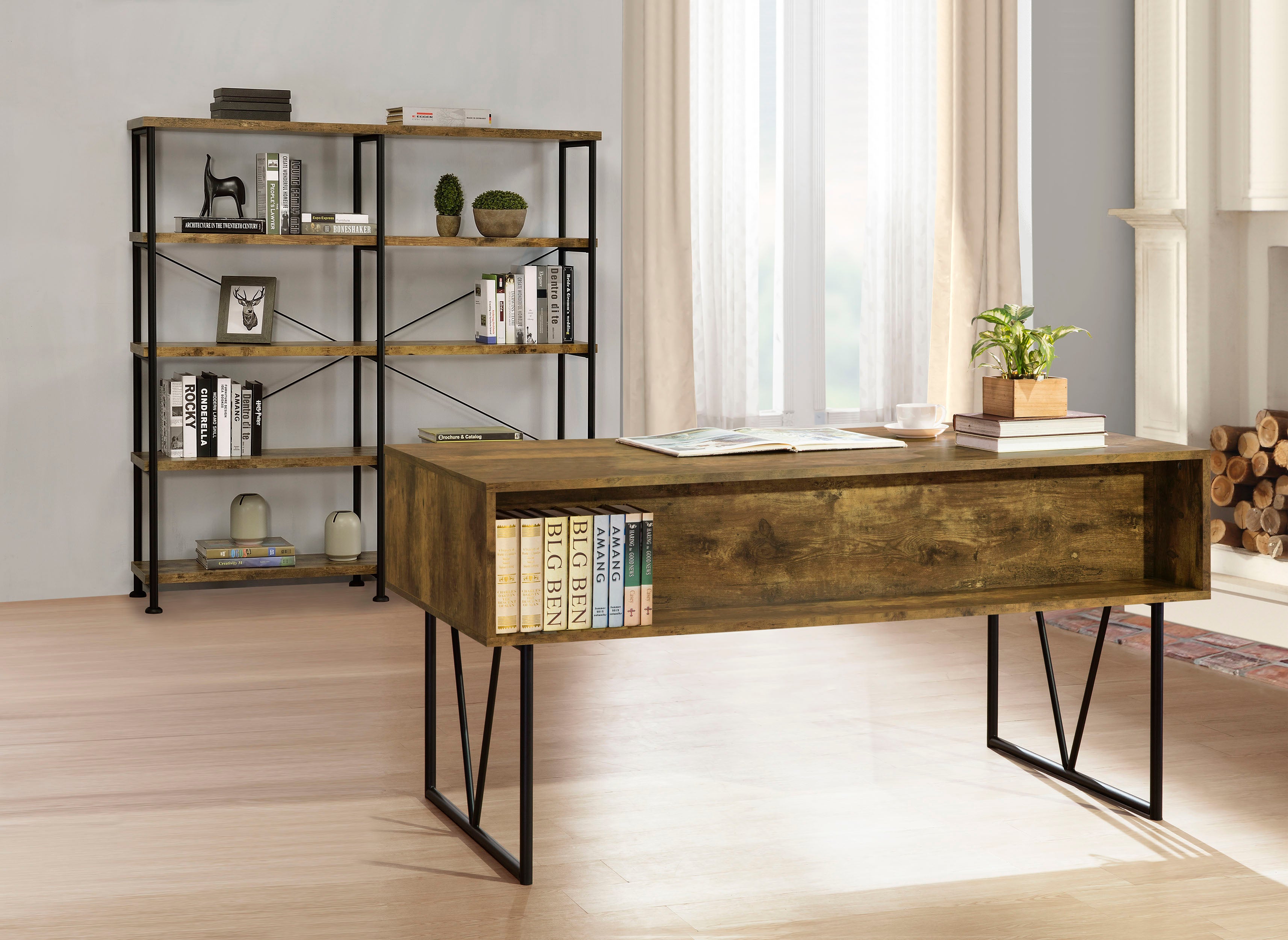 Analiese 63-inch 4-drawer Writing Desk Rustic Nutmeg