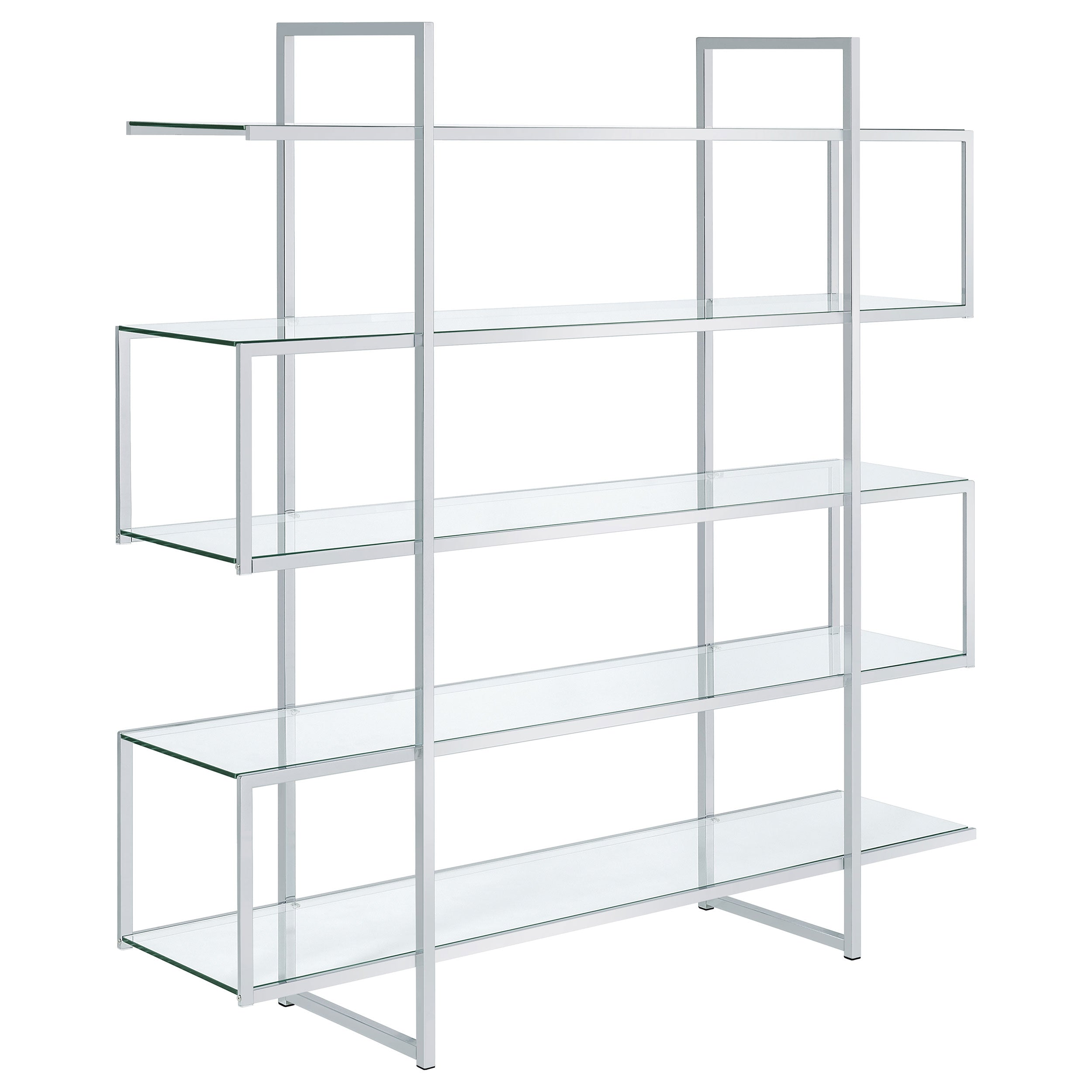 Dar Furniture - Coaster - Elmer 63-inch 5-shelf Bookshelf Clear and Chrome - 801304