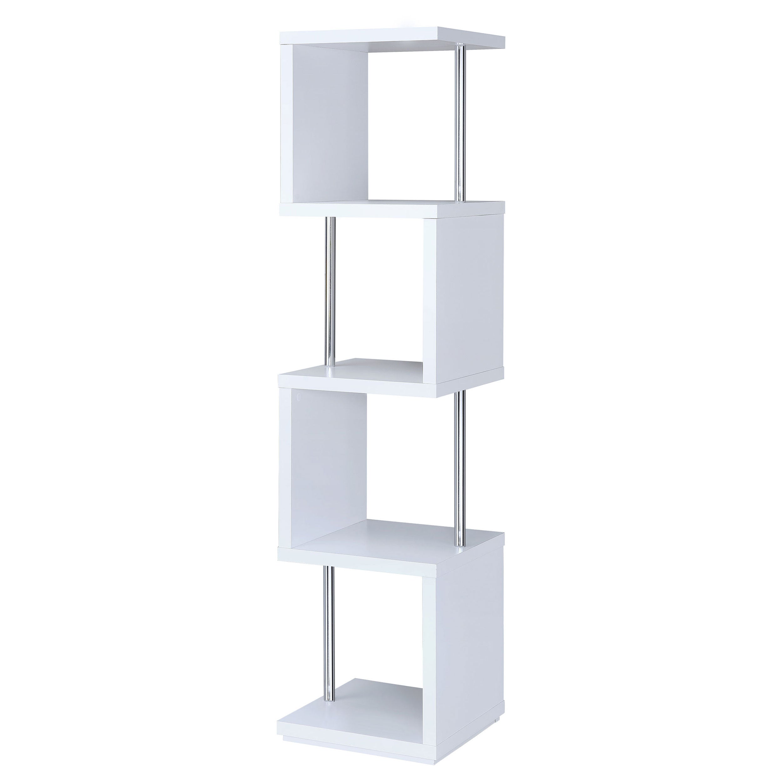 Dar Furniture - Coaster - Baxter 67-inch 4-shelf Bookshelf White and Chrome - 801418