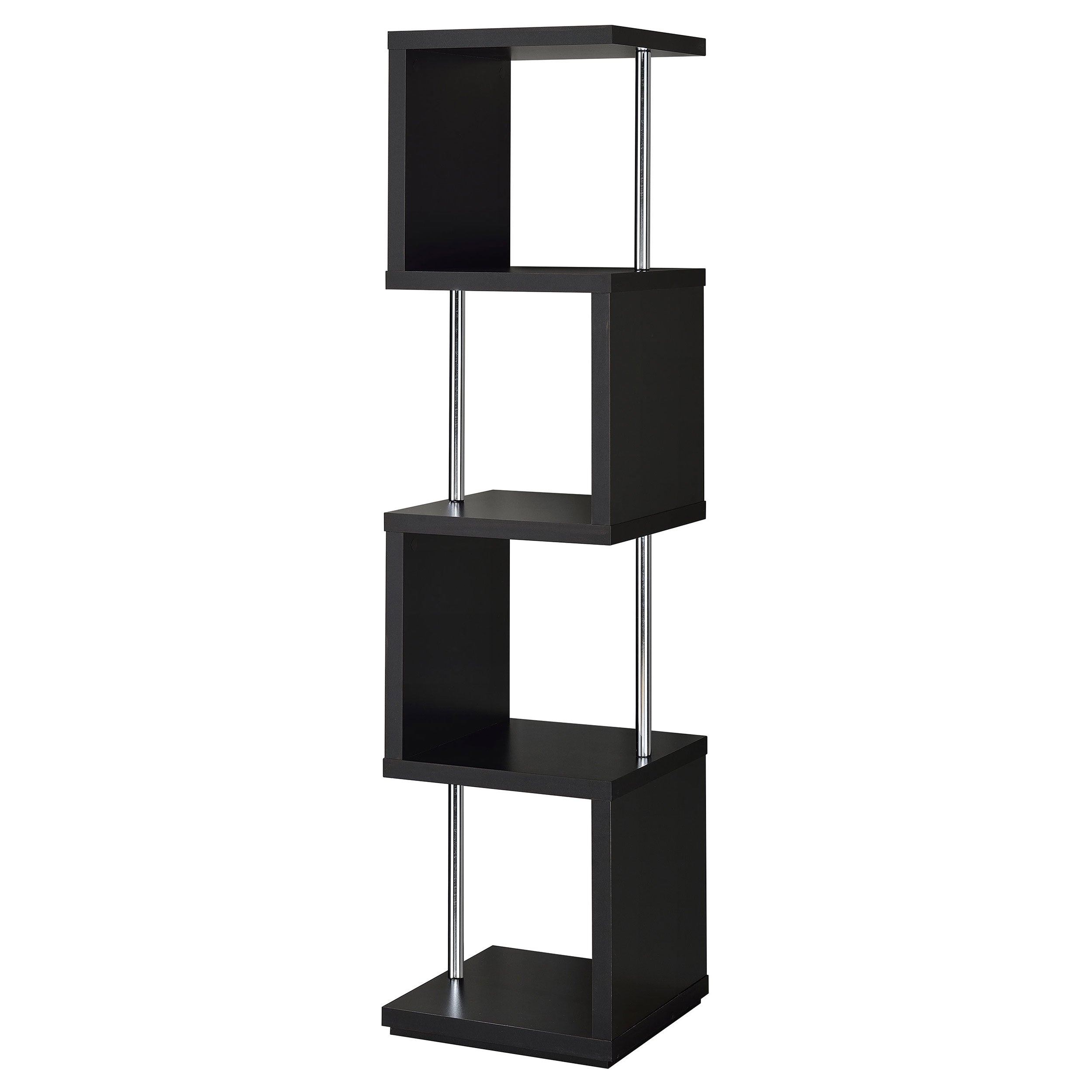 Dar Furniture - Coaster - Baxter 67-inch 4-shelf Bookshelf Black and Chrome - 801419