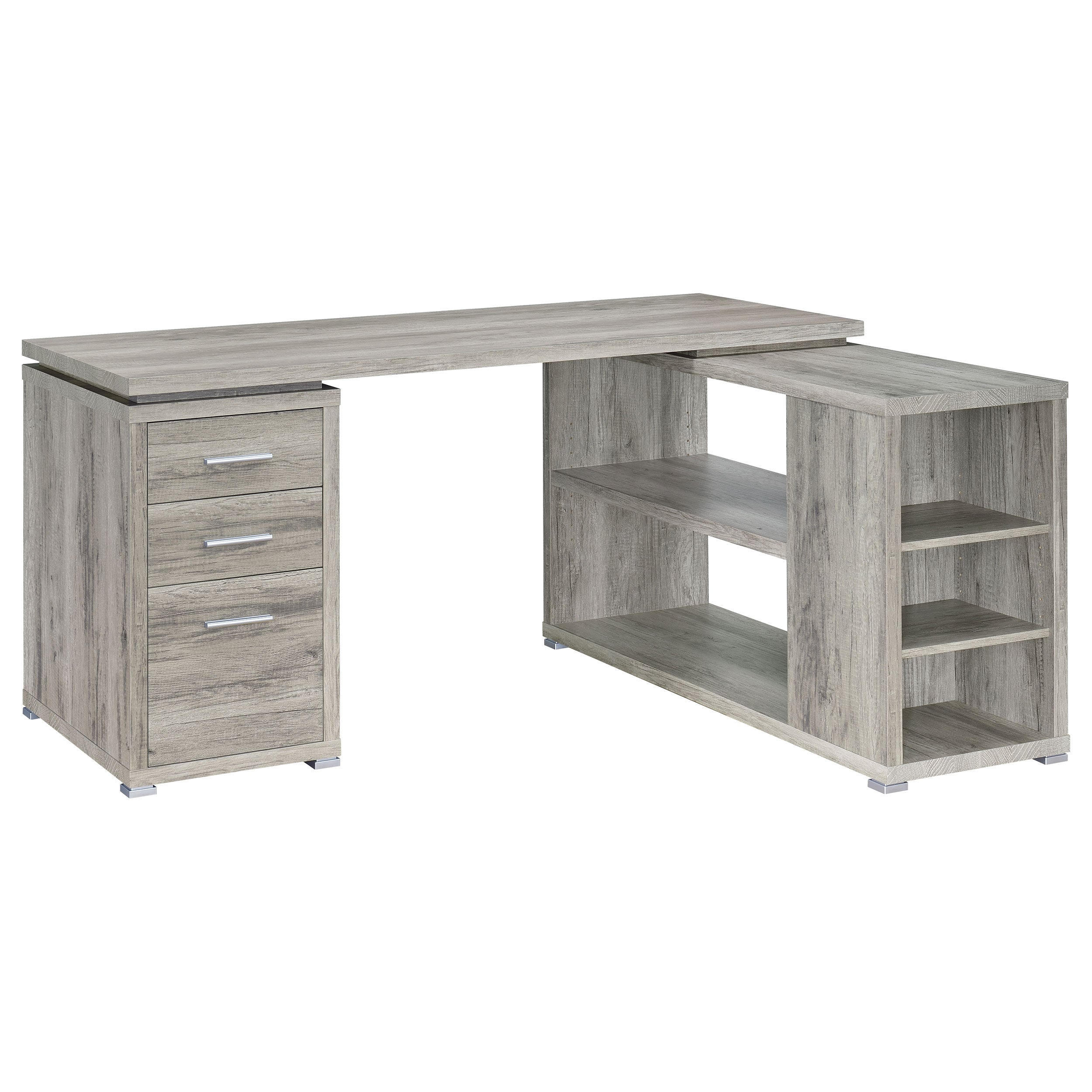 Dar Furniture - Coaster - Yvette 60-inch 3-drawer L-Shape Computer Desk Grey Driftwood - 801516