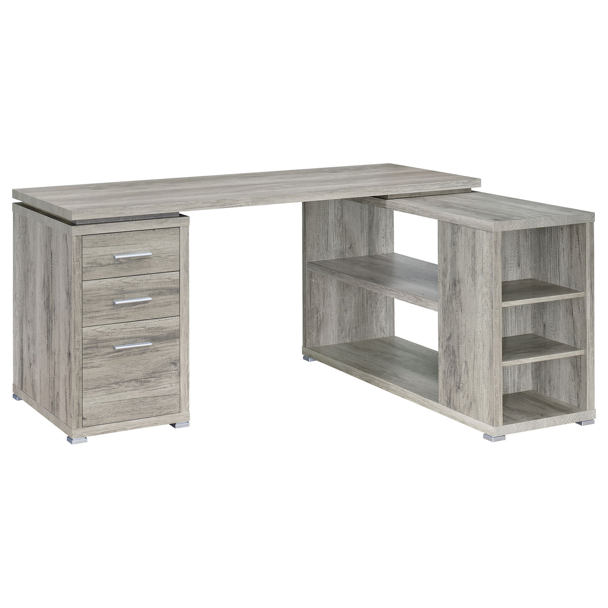 Dar Furniture - Coaster - Yvette 60-inch 3-drawer L-Shape Computer Desk Grey Driftwood - 801516
