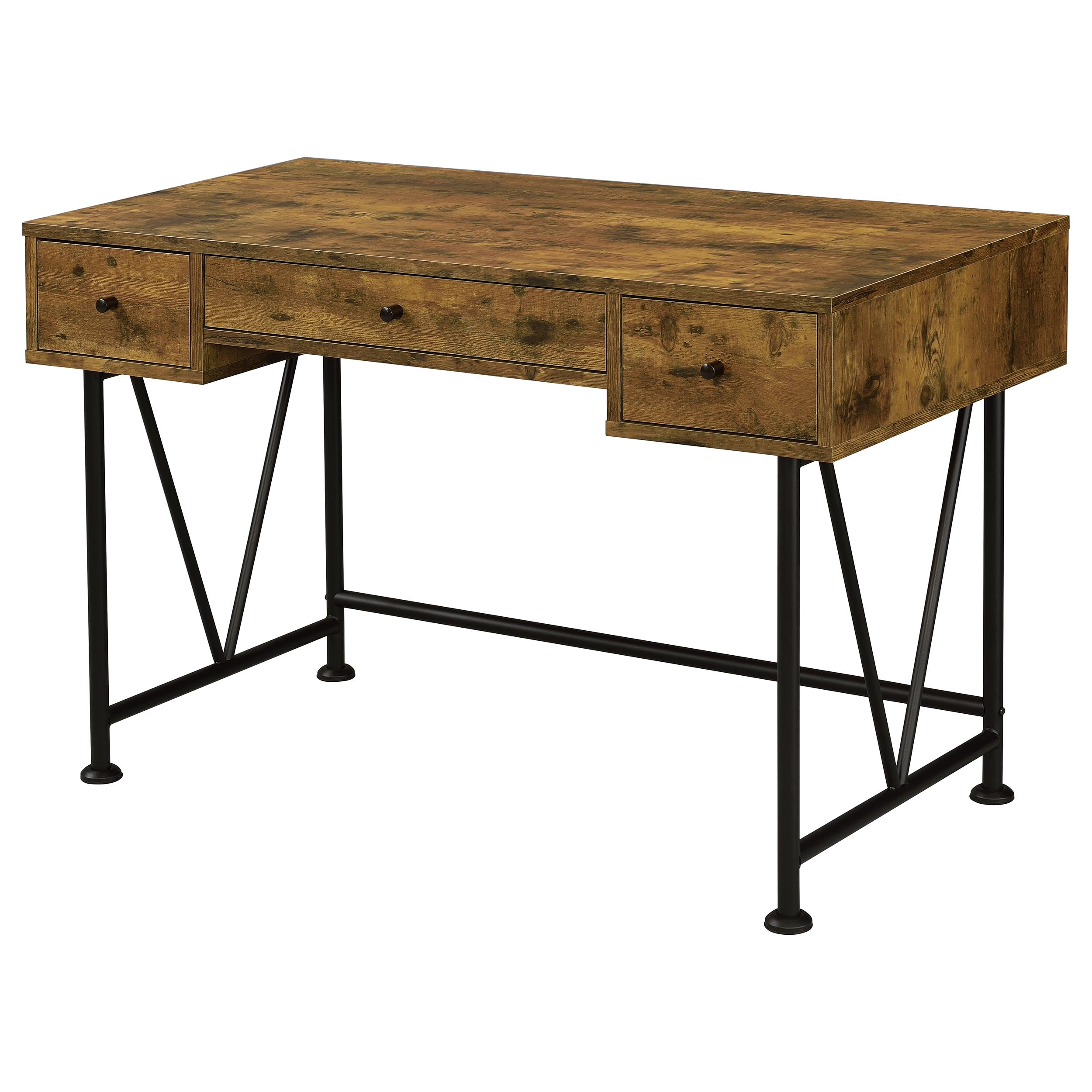 Dar Furniture - Coaster - Analiese 47-inch 3-drawer Writing Desk Rustic Nutmeg - 801541