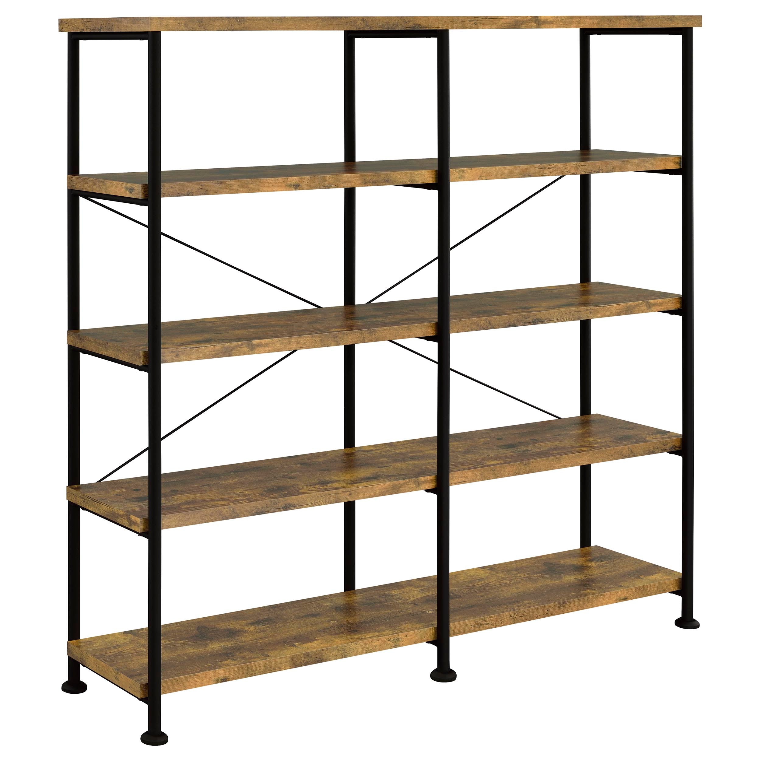 Dar Furniture - Coaster - Analiese 63-inch 4-shelf Double Bookshelf Rustic Nutmeg - 801543