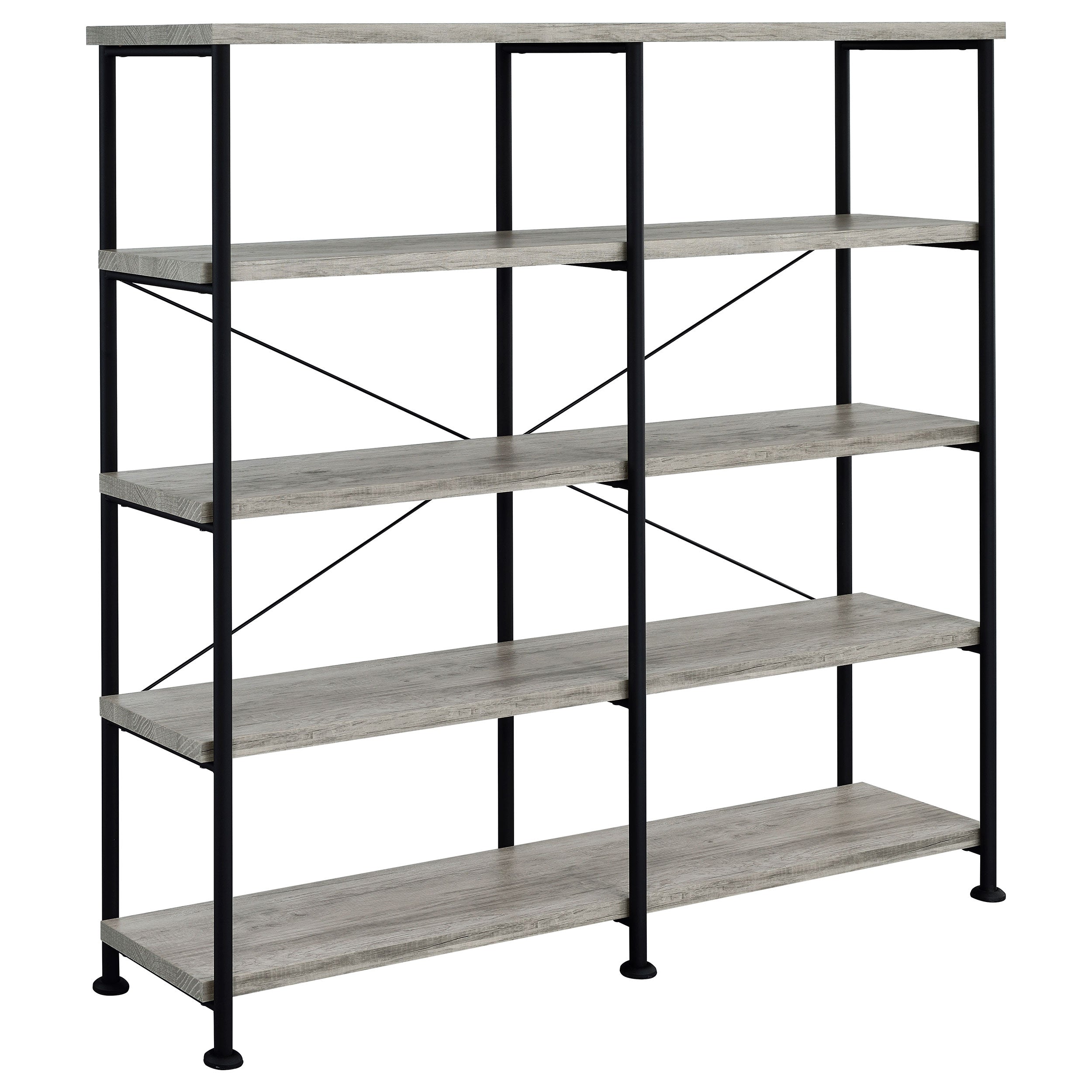 Dar Furniture - Coaster - Analiese 63-inch 4-shelf Double Bookshelf Grey Driftwood - 801544