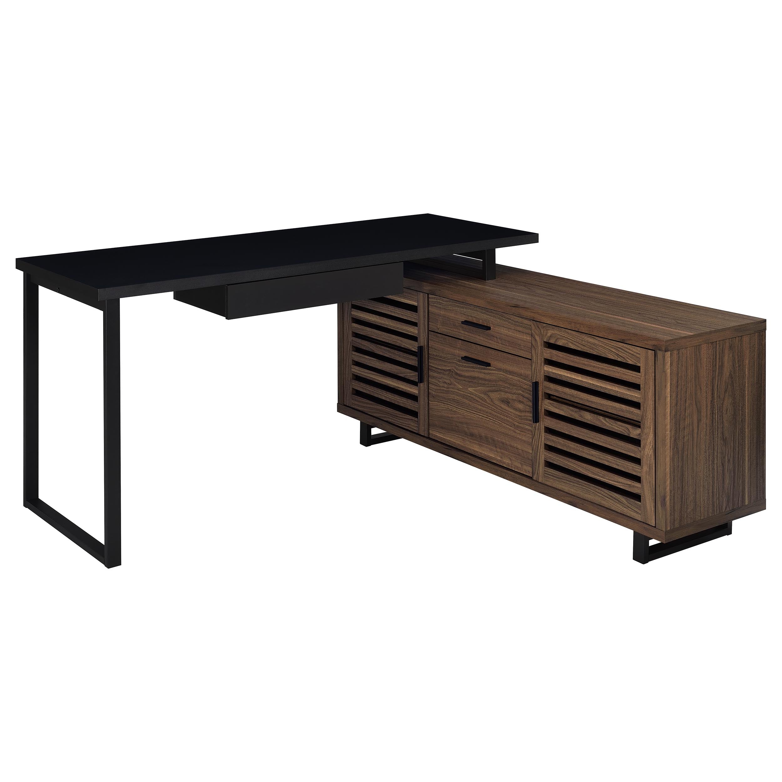 Dar Furniture - Coaster - Maddox 60-inch L-Shape Office Computer Desk Black and Walnut - 801861