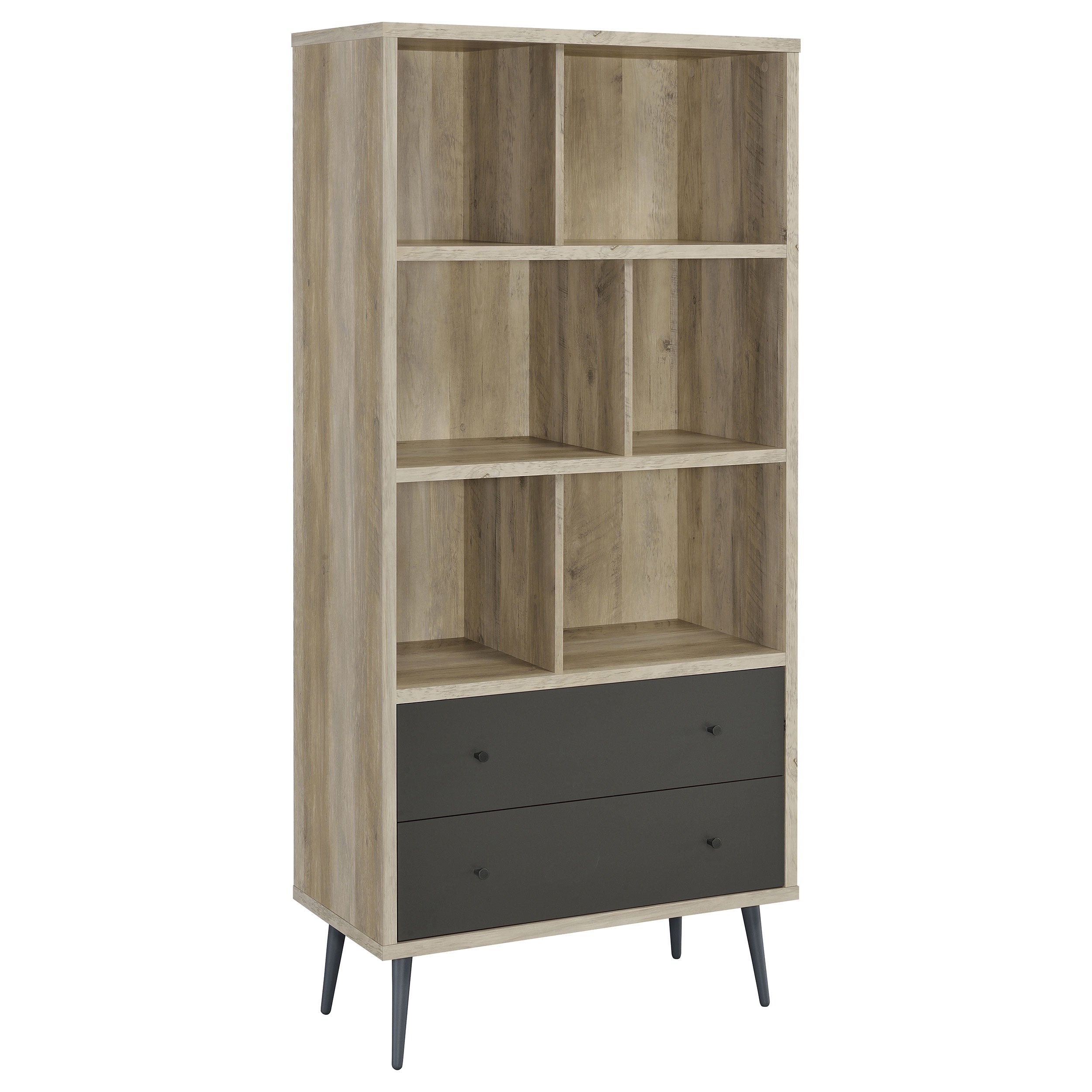 Dar Furniture - Coaster - Maeve 70-inch 3-shelf Bookcase with Drawers Distressed Pine - 801923
