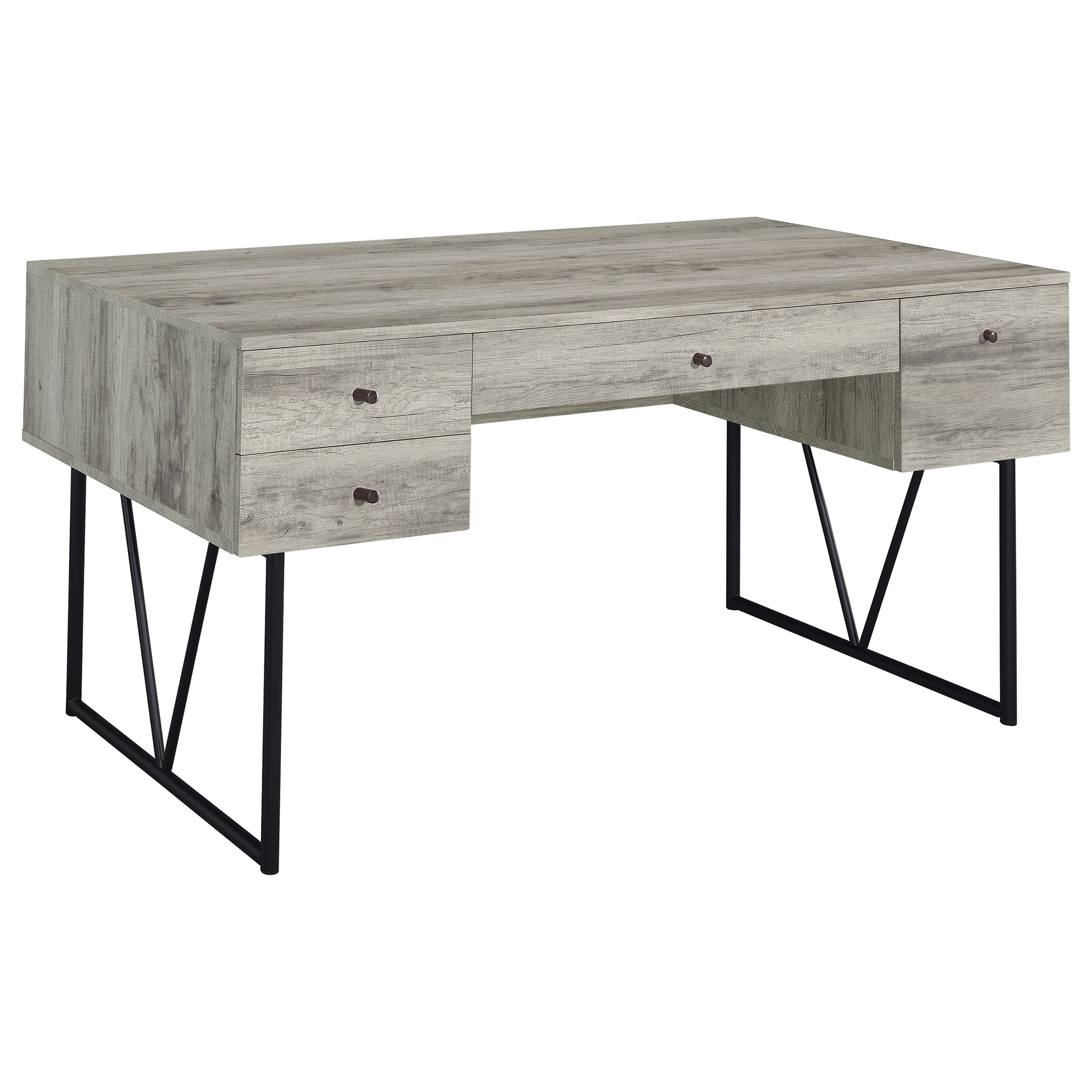 Dar Furniture - Coaster - Analiese 63-inch 4-drawer Writing Desk Grey Driftwood - 801999