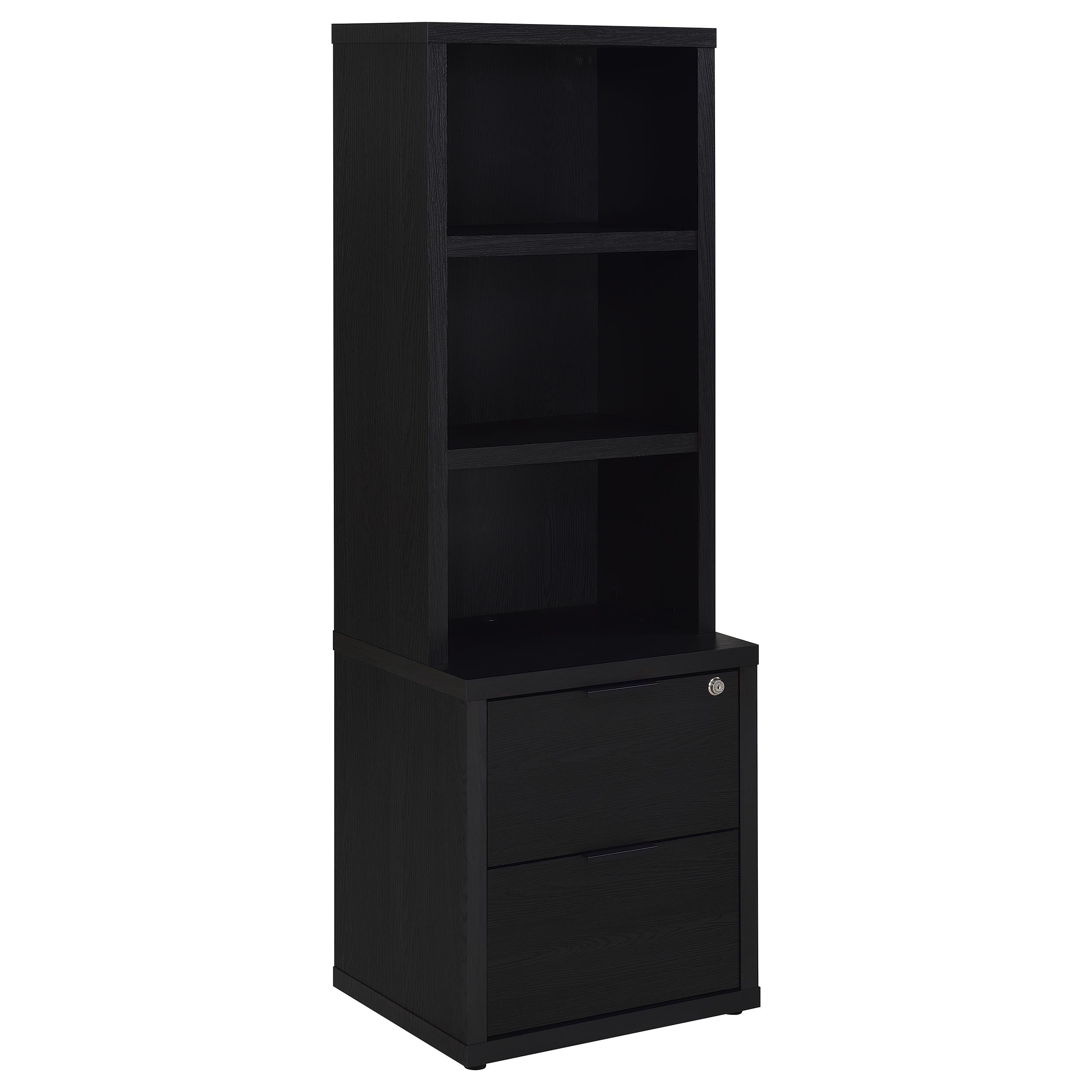Dar Furniture - Coaster - Westpark 3-shelf Bookcase USB and Lockable Drawer Black - 802703
