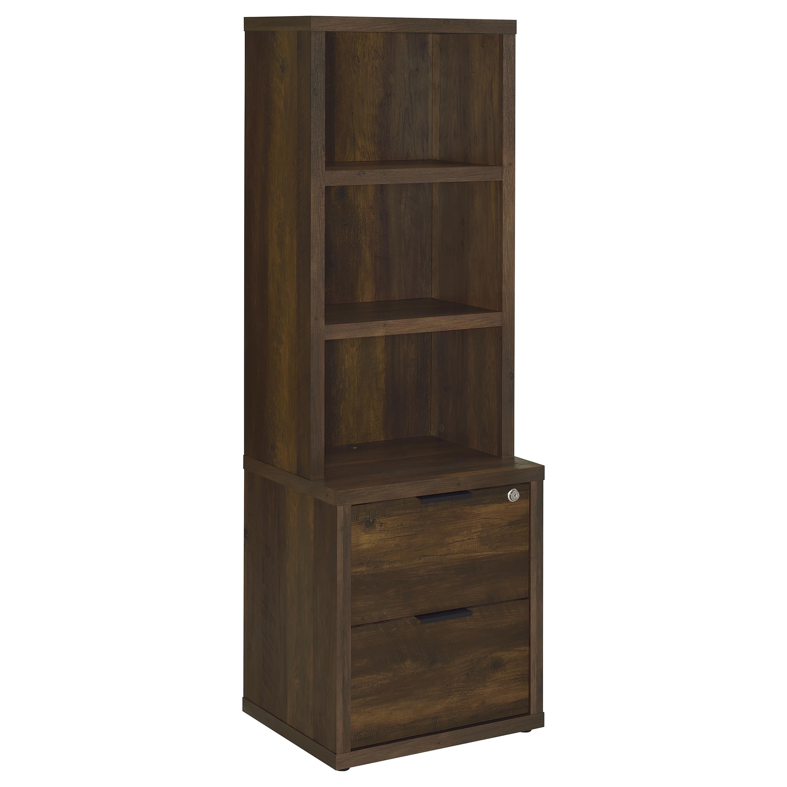 Dar Furniture - Coaster - Westpark 3-shelf Bookcase USB and Lockable Drawer Dark Pine - 802713