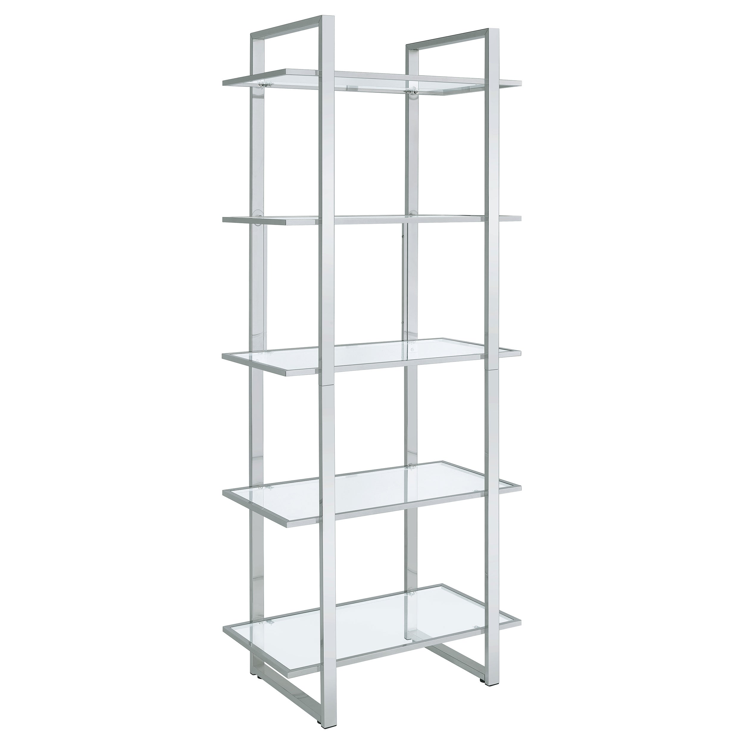 Dar Furniture - Coaster - Hartford 79-inch 5-shelf Glass Bookshelf Chrome - 805538