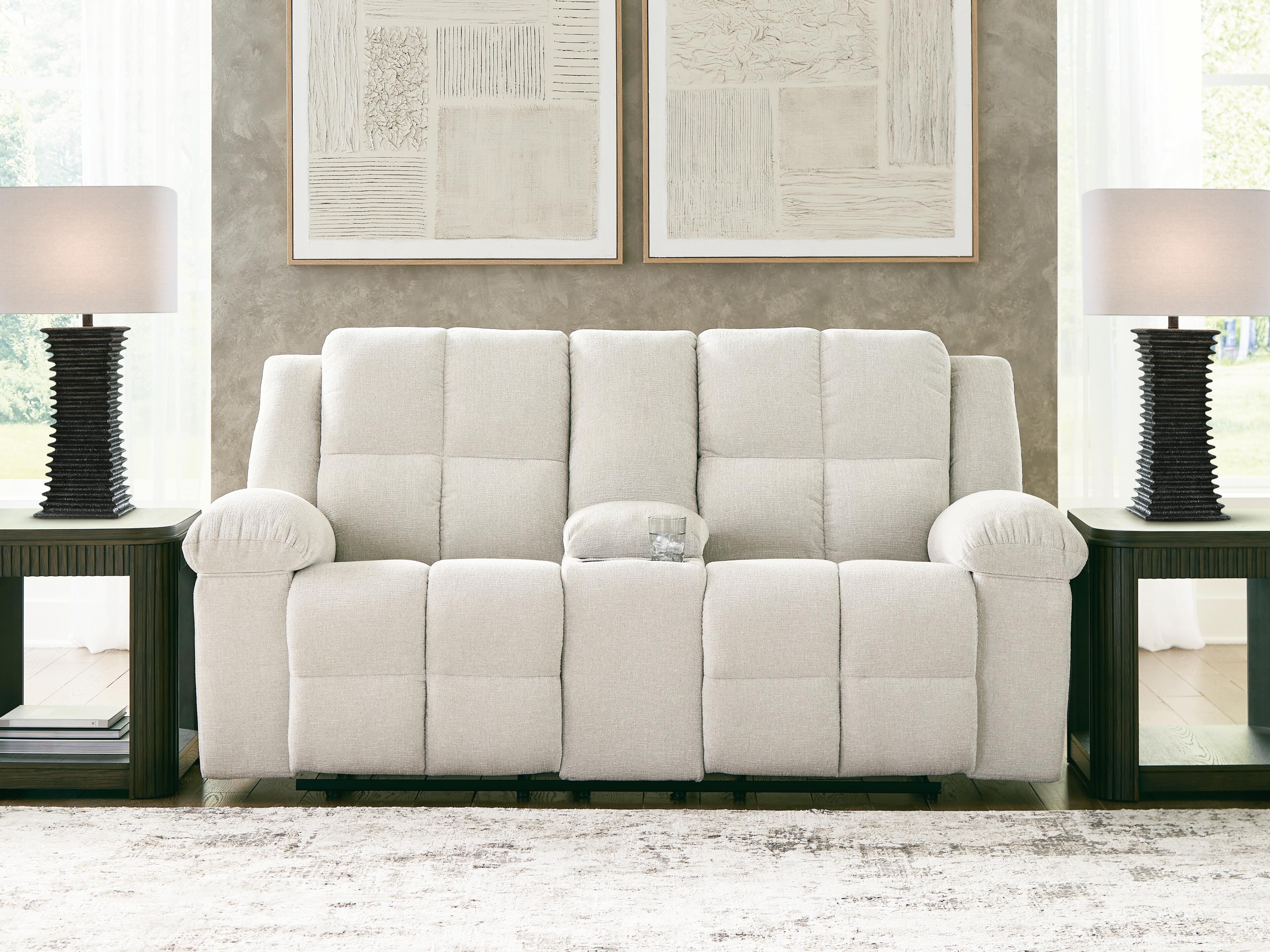 Dar Furniture - Ashley Furniture - Orlen Reclining Loveseat with Console - DBL Rec Loveseat w/Console / Winter - 8160294