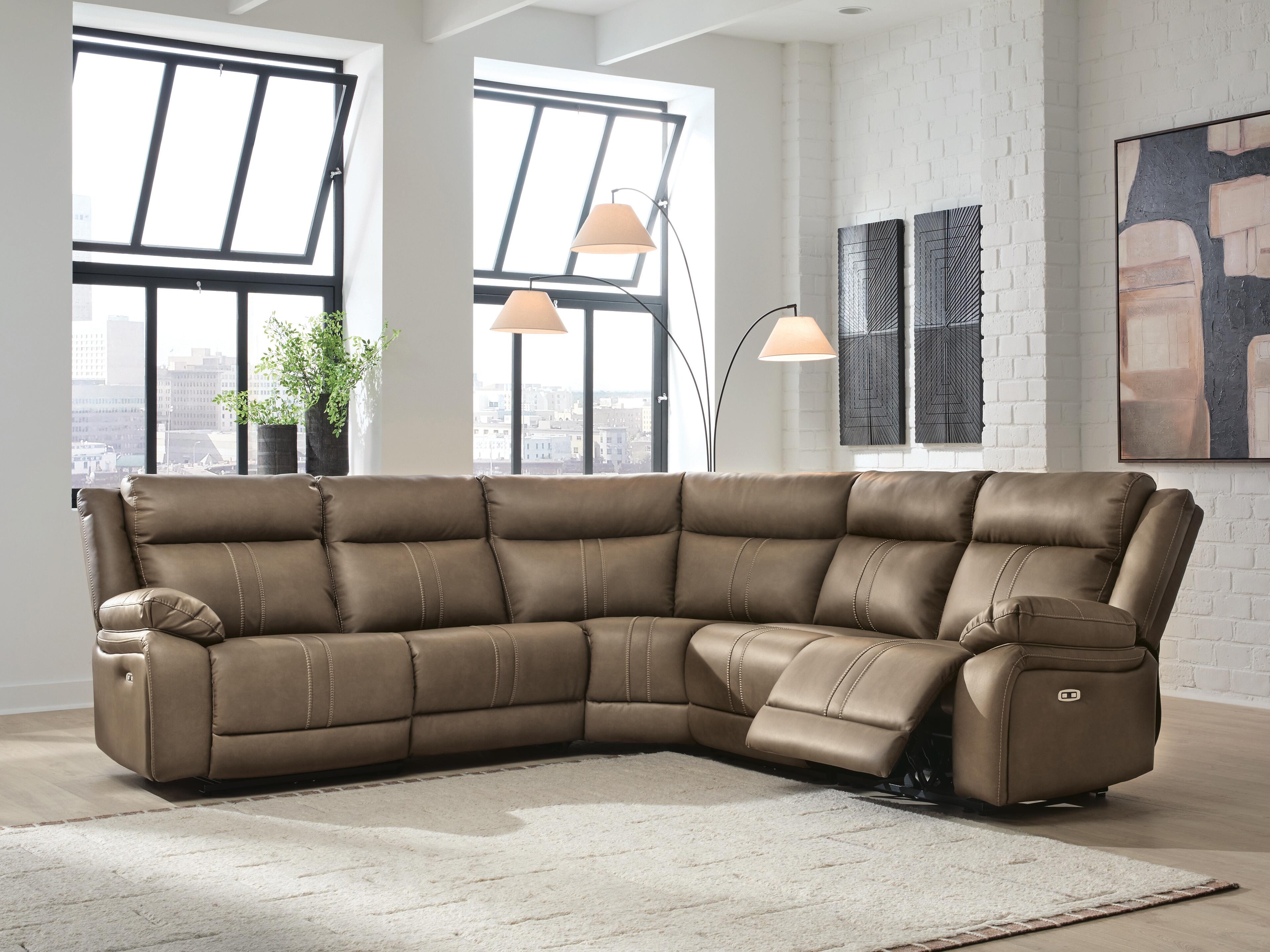 Dar Furniture - Ashley Furniture - Max-Momentum 5-Piece Power Reclining Sectional - 5-Piece Power Reclining Sectional / Biscotti - PC82305S6