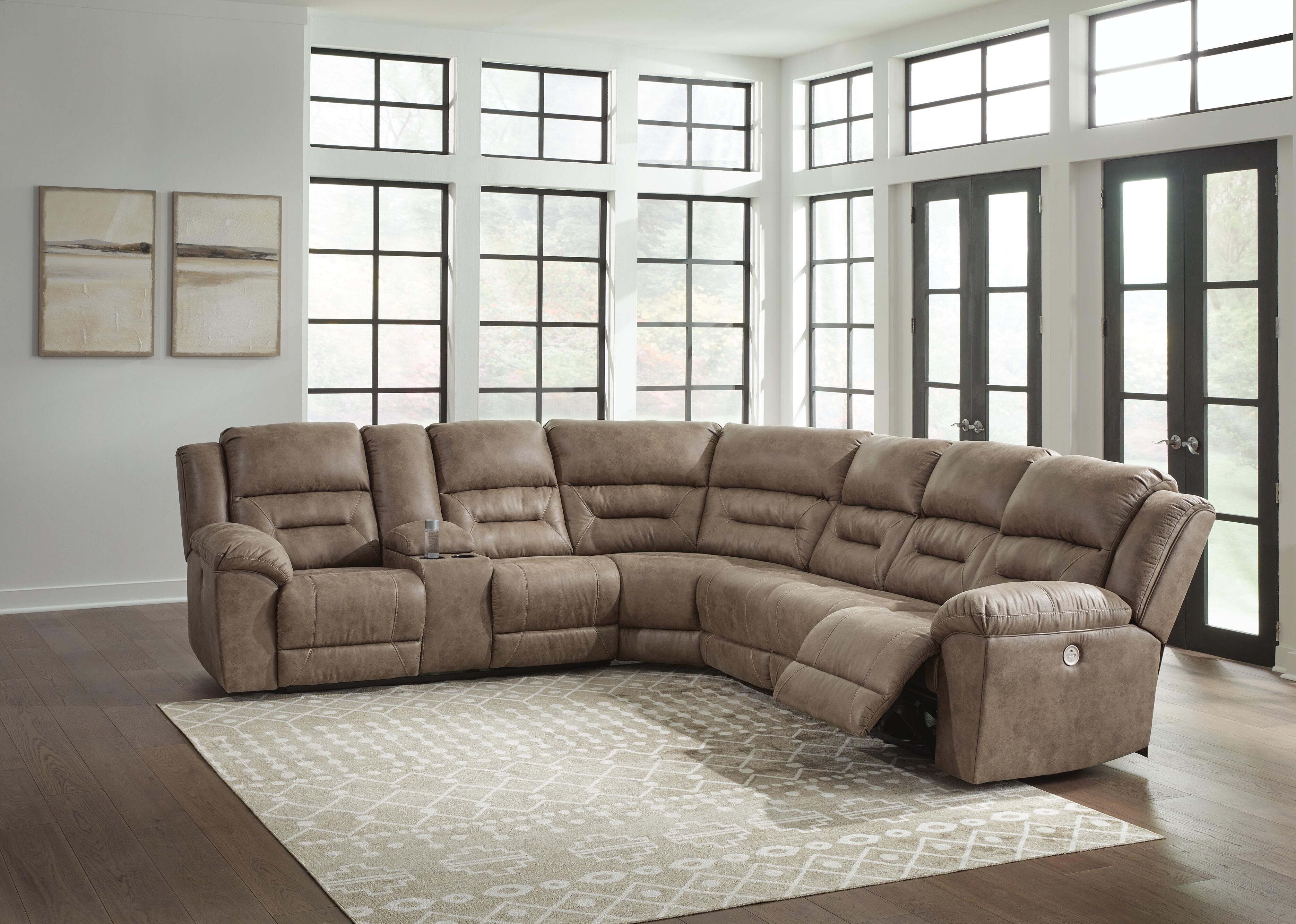 Dar Furniture - Ashley Furniture - Ravenel 4-Piece Power Reclining Sectional - 4-Piece Power Reclining Sectional / Fossil - 83106S3