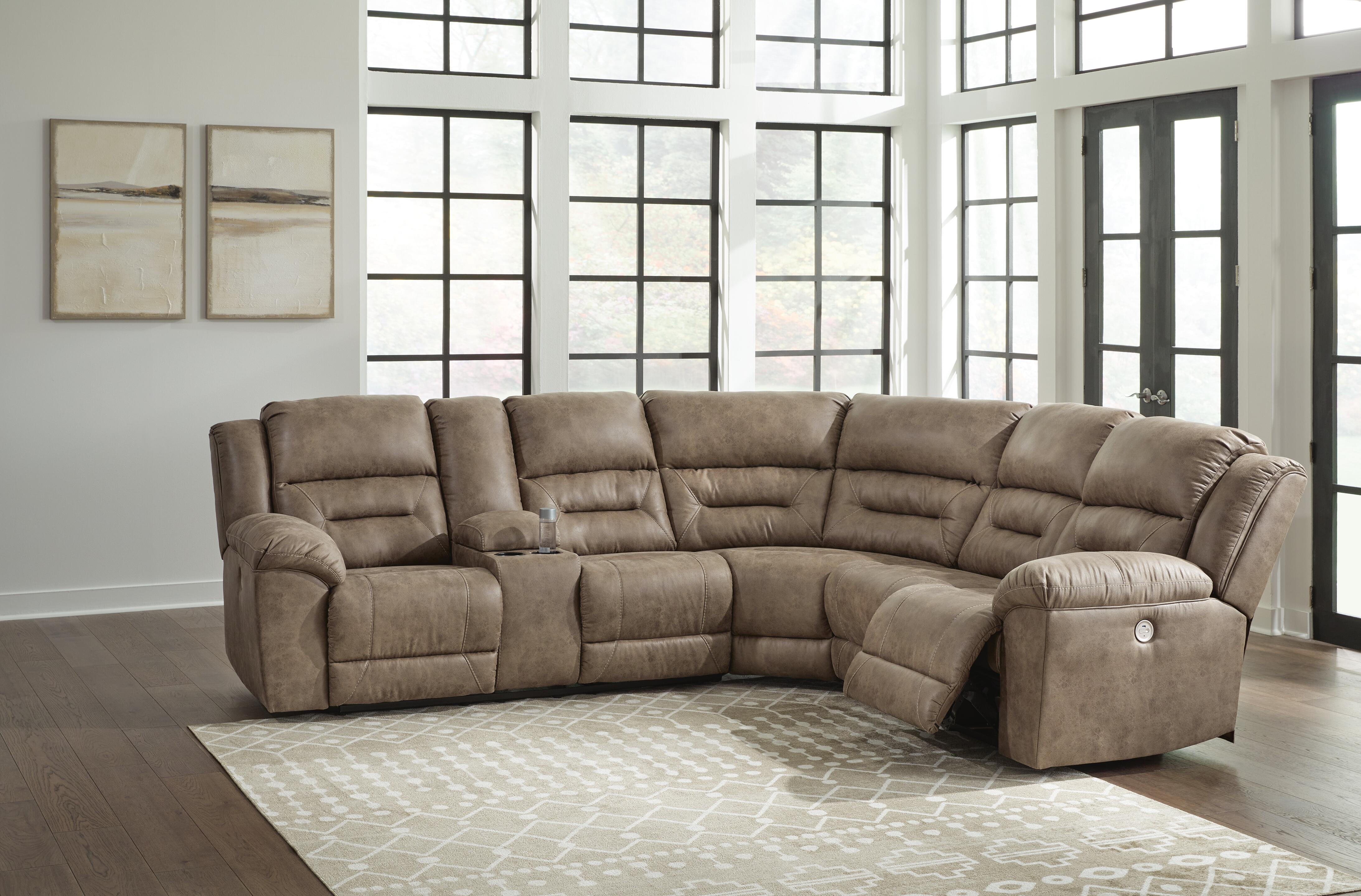 Dar Furniture - Ashley Furniture - Ravenel 3-Piece Power Reclining Sectional - 3-Piece Power Reclining Sectional / Fossil - 83106S1