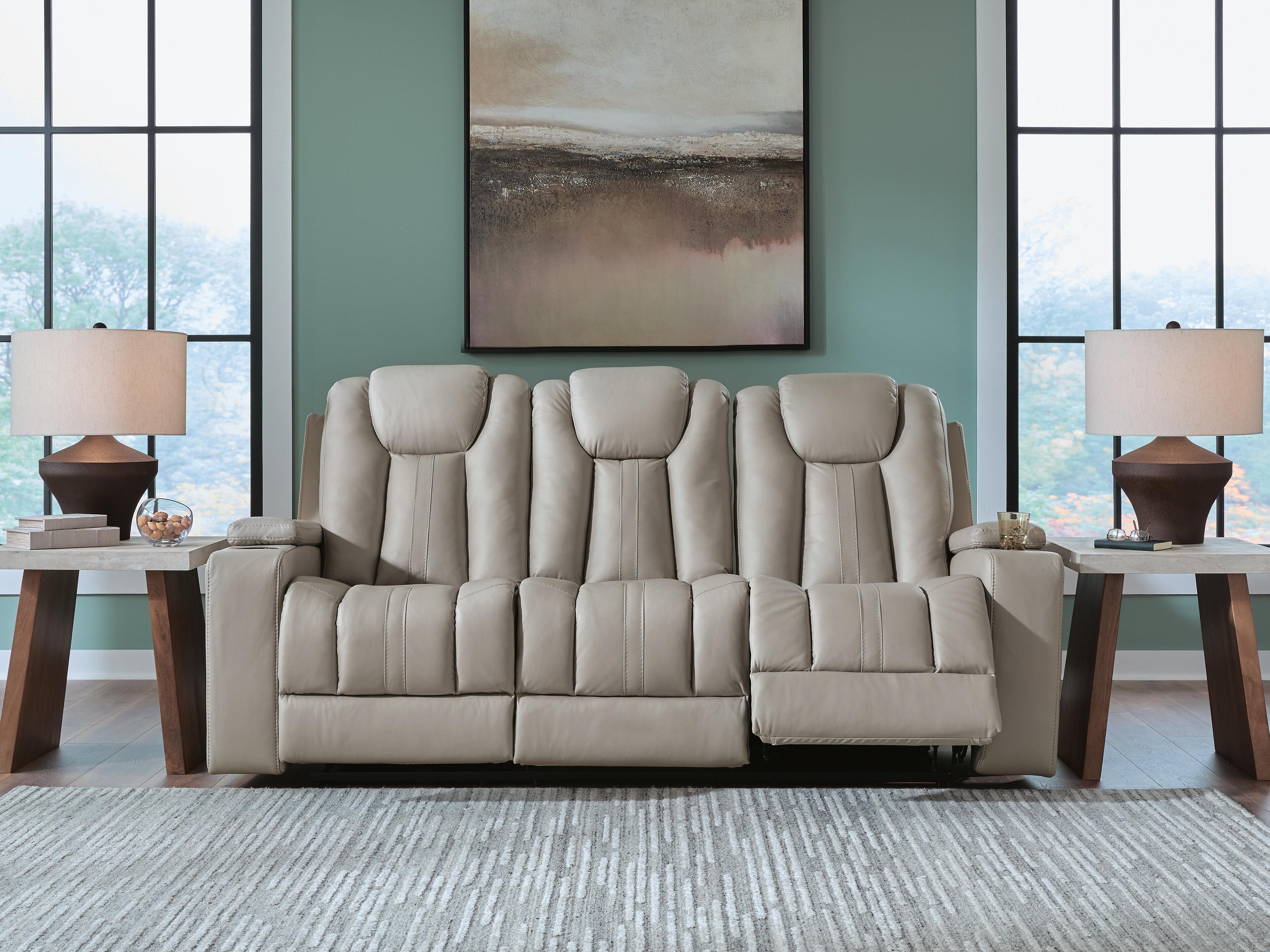 Dar Furniture - Ashley Furniture - Elevate Edges Reclining Sofa with Drop Down Table - REC Sofa w/Drop Down Table / Coin - PC8330589