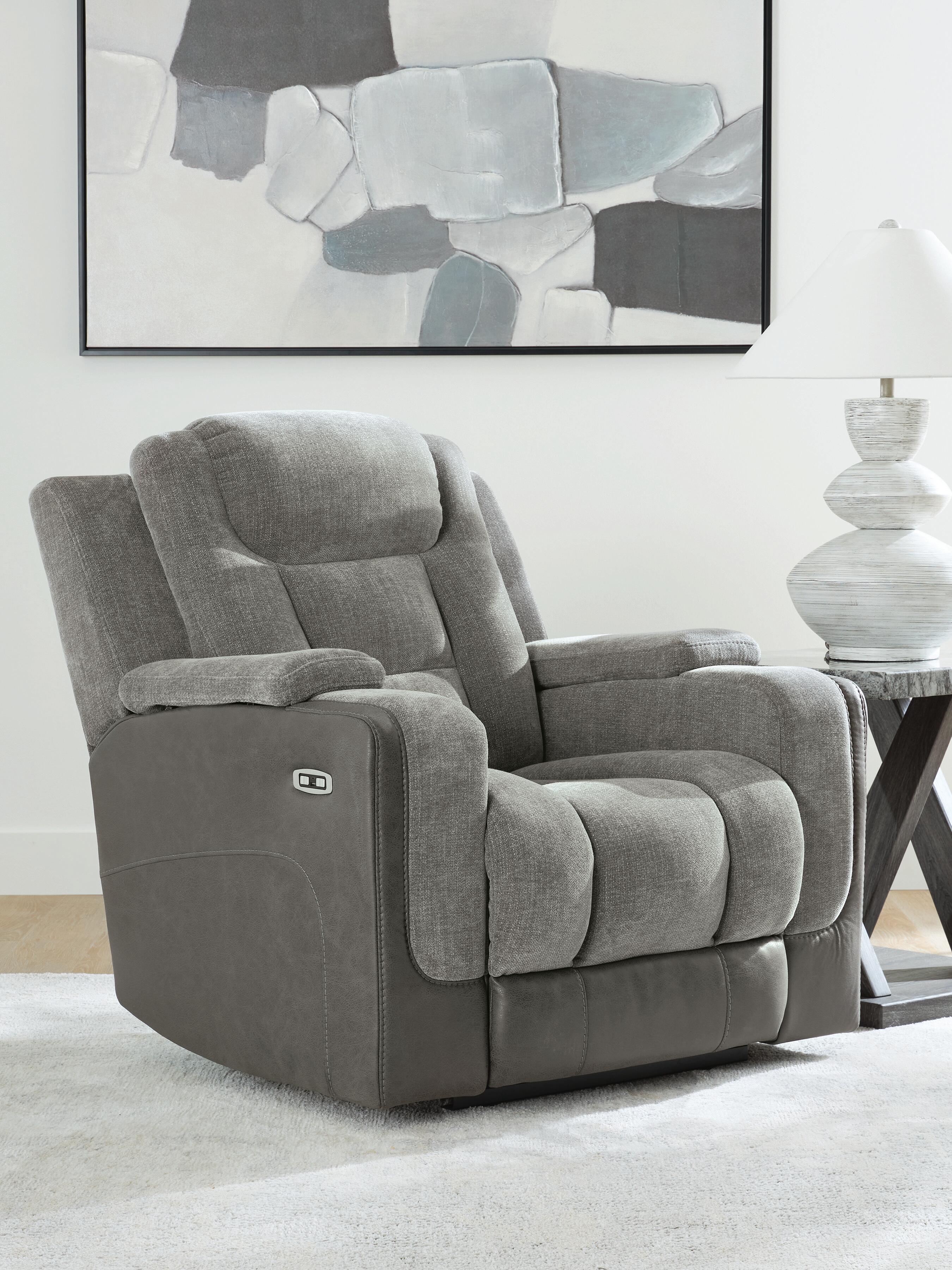 Dar Furniture - Ashley Furniture - Mixed Motion Power Recliner - PWR Recliner/ADJ Headrest / Shadow - PC8350513