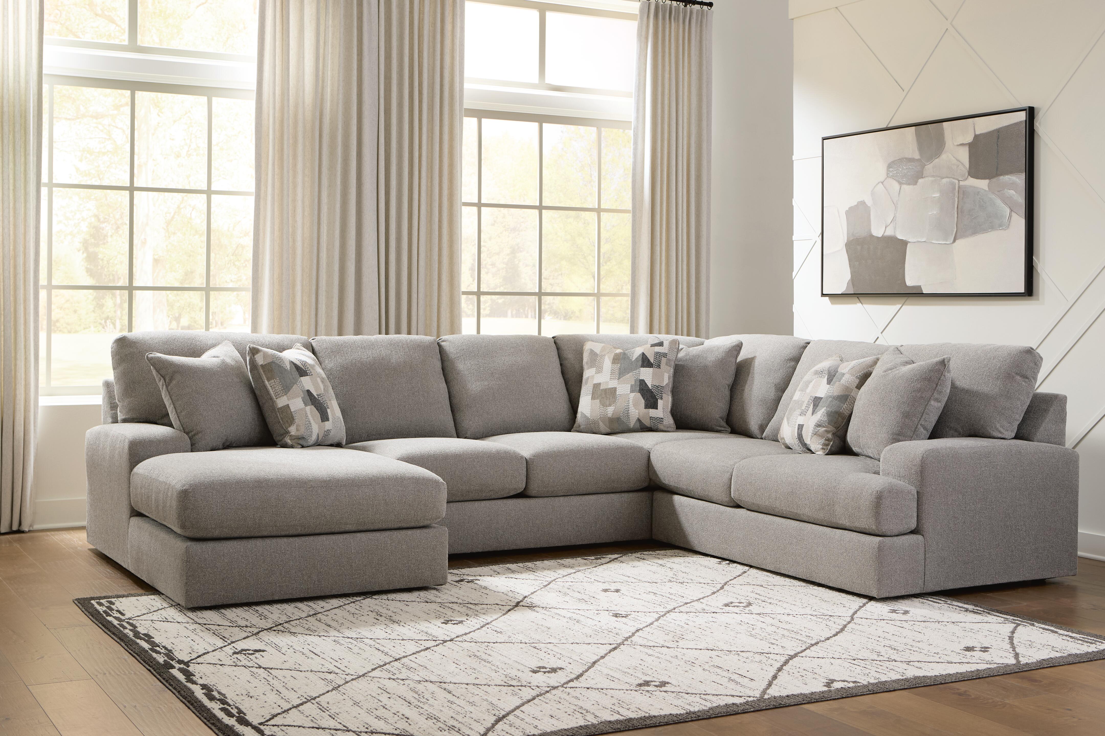 Dar Furniture - Ashley Furniture - Lindon 3-Piece Sectional with Chaise - RAF 3-Piece Sectional with Chaise / Smoke - 84704S3