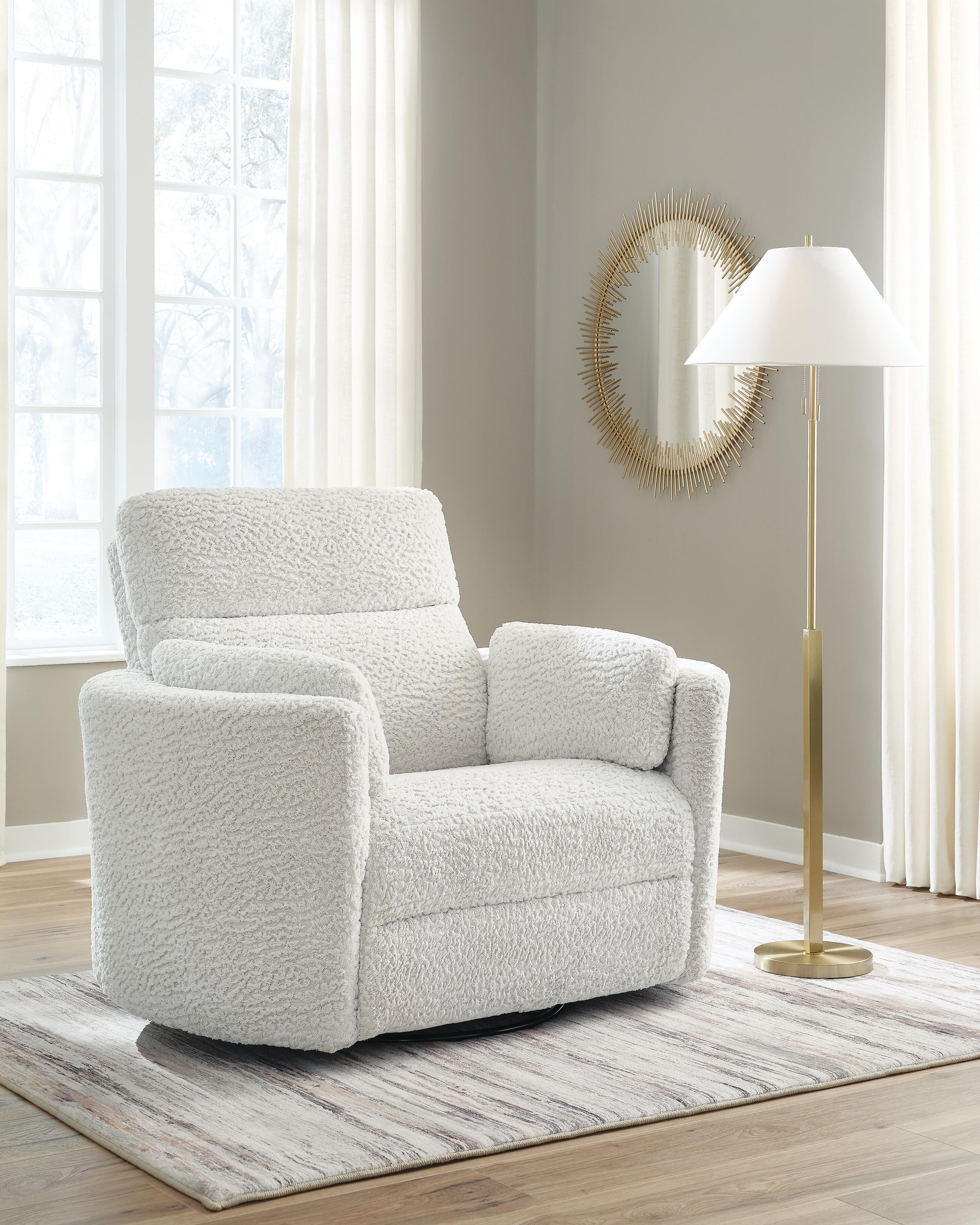 Dar Furniture - Ashley Furniture - Gosaldo Swivel Power Glider Recliner - Swivel Glider Power Recliner / Silver - PC8630395