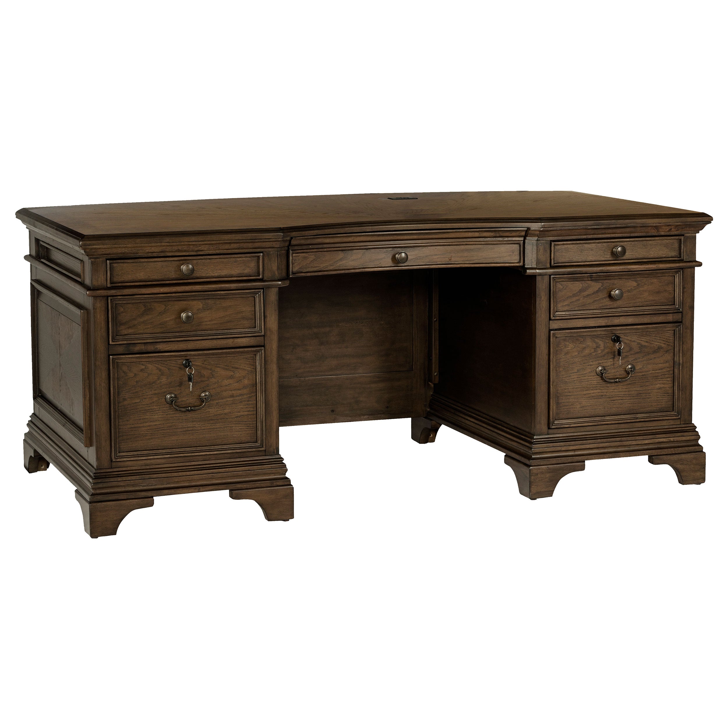 Dar Furniture - Coaster - Hartshill 72-inch 7-drawer Executive Desk Burnished Oak - 881281