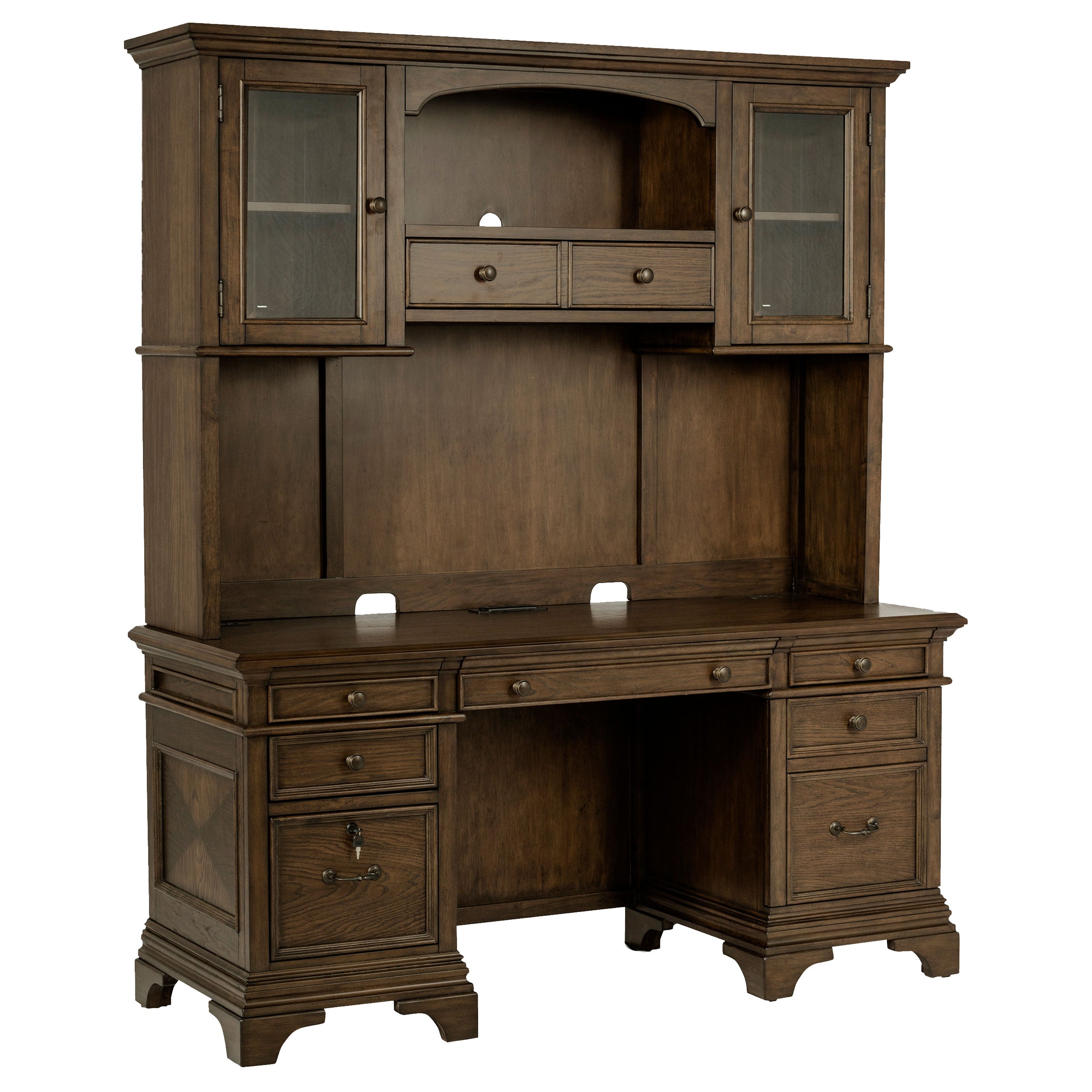 Dar Furniture - Coaster - Hartshill 66-inch 5-drawer Credenza with Hutch Burnished Oak - 881283