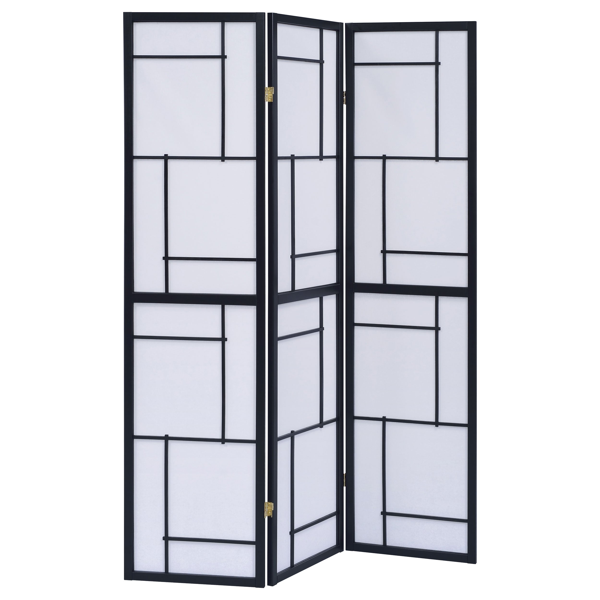 Dar Furniture - Coaster - Damis 3-Panel Room Divider Folding Shoji Screen Black - 900102