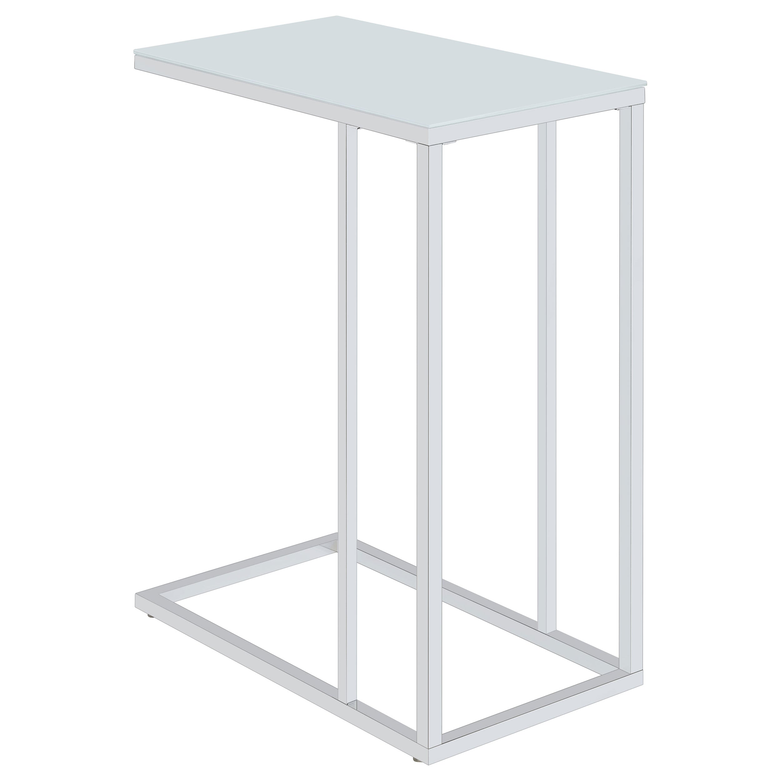 Dar Furniture - Coaster - Stella White Glass Top C-Shaped Sofa Side Table Chrome - 900250
