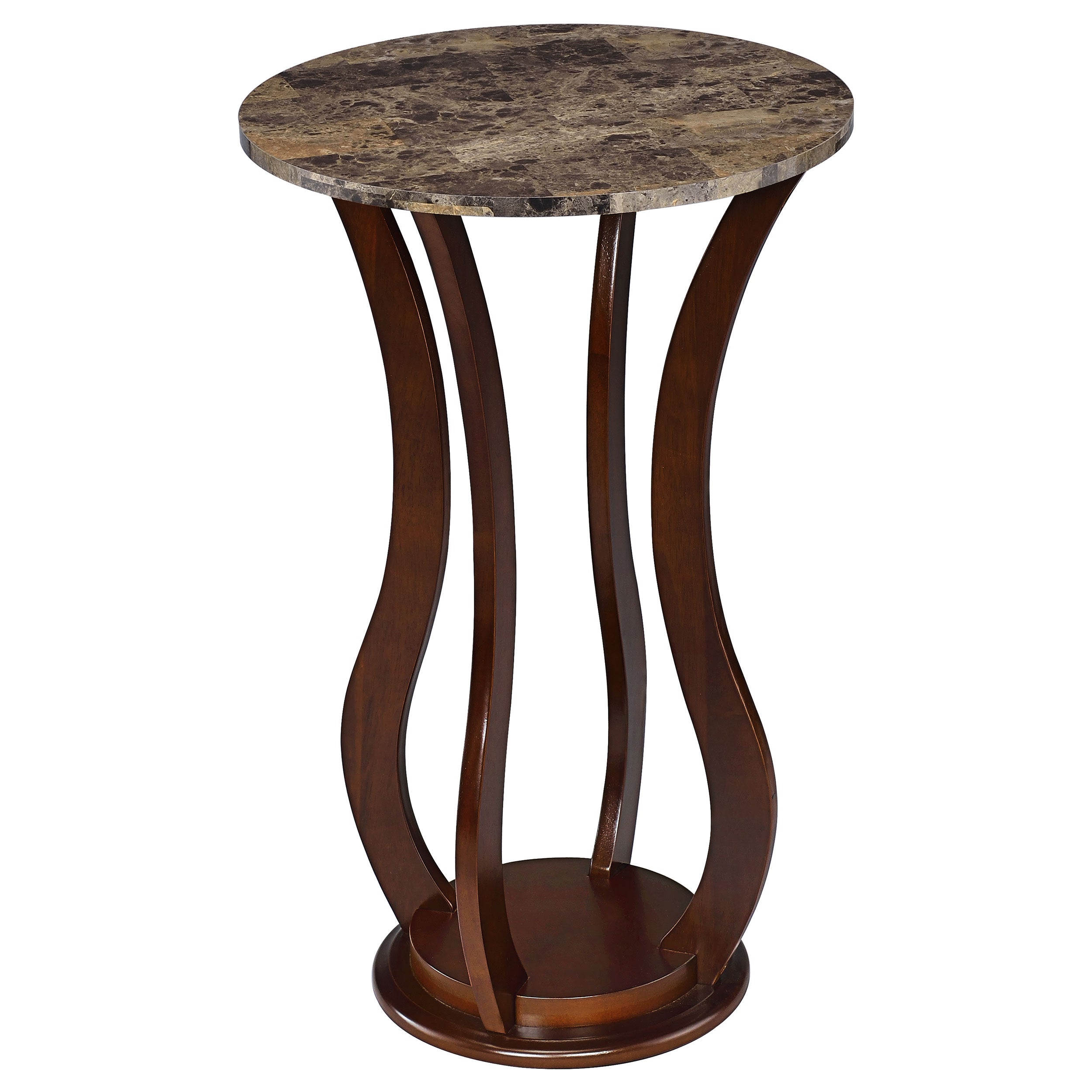 Dar Furniture - Coaster - Elton Round Faux Marble Top Plant Stand Brown - 900926