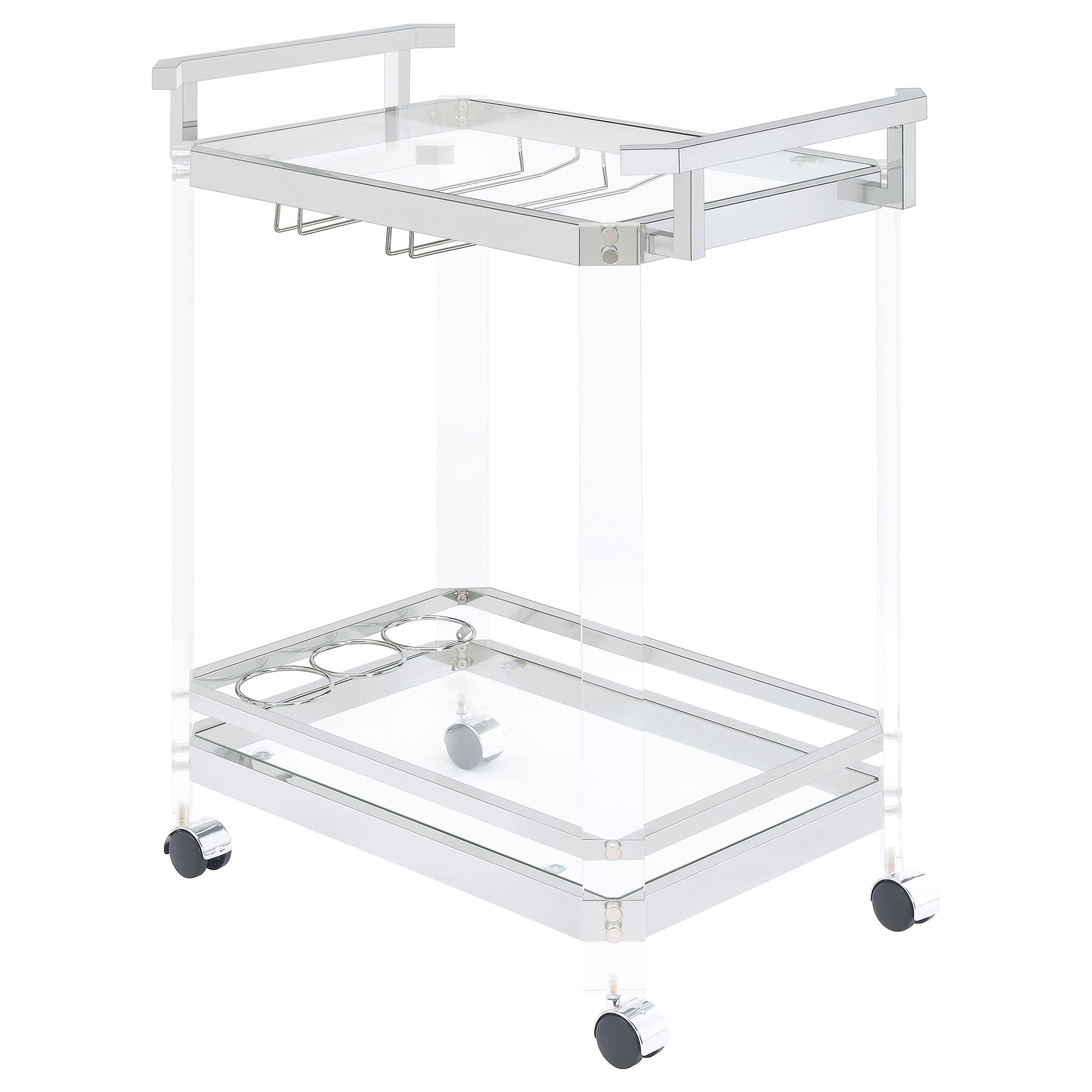 Dar Furniture - Coaster - Jefferson 2-tier Glass Shelf Acrylic Bar Cart Chrome - 902589