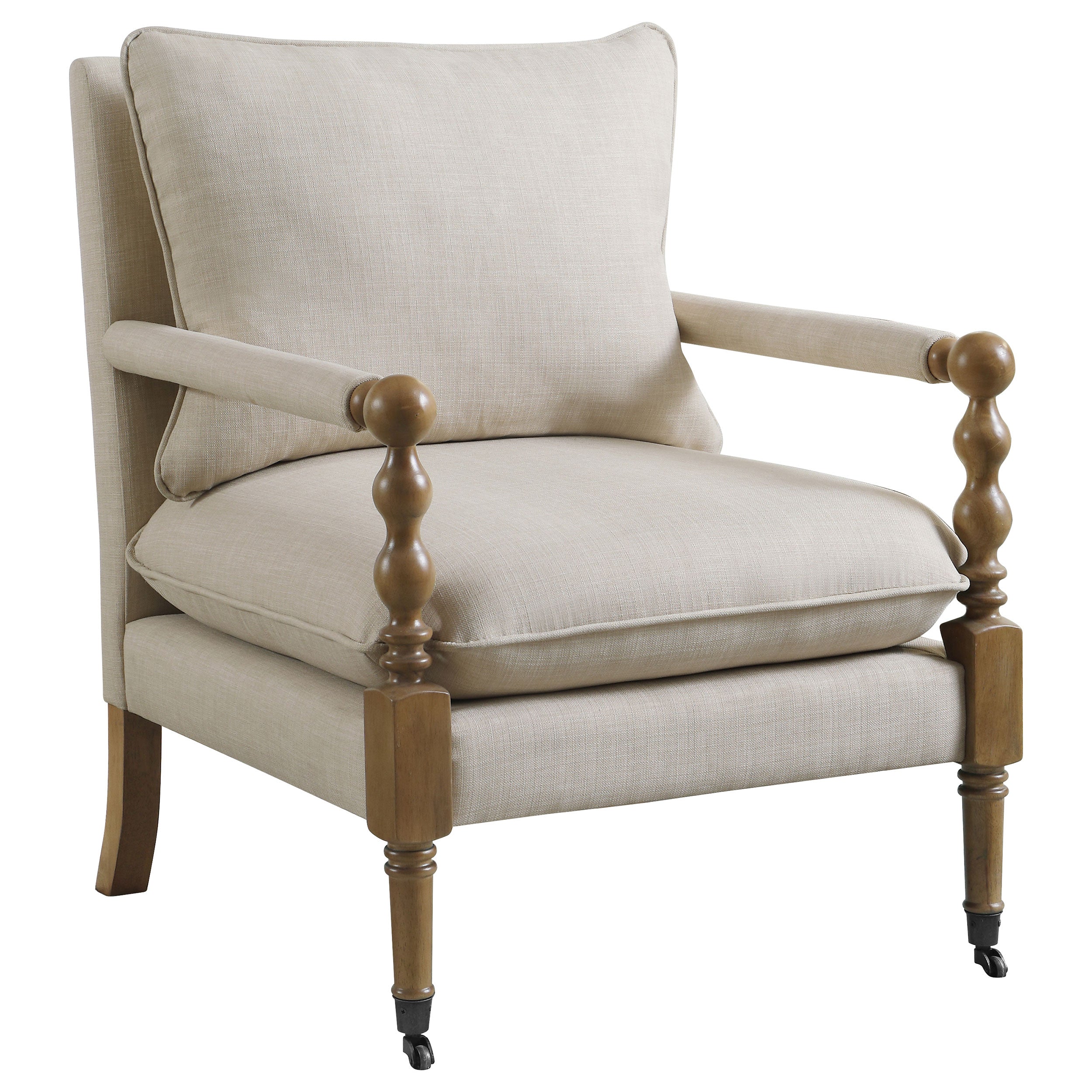 Dar Furniture - Coaster - Dempsy Upholstered Accent Chair with Casters Beige - 903058