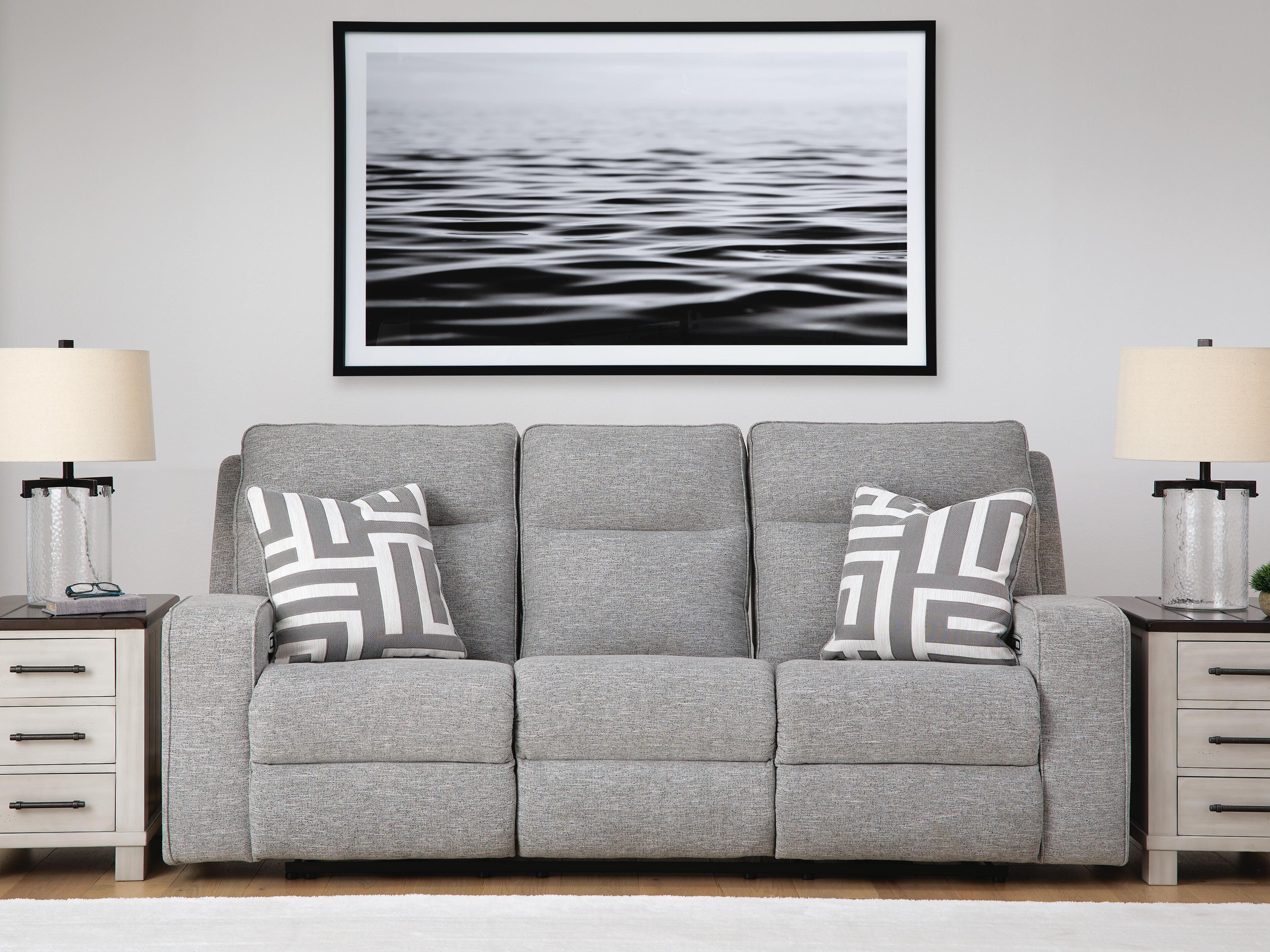 Dar Furniture - Ashley Furniture - Biscoe Power Reclining Sofa - PWR REC Sofa with ADJ Headrest / Pewter - 9050315