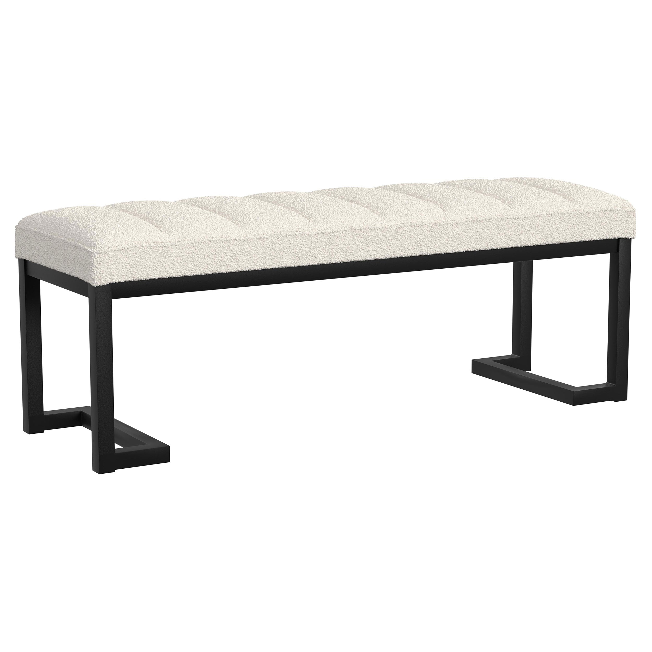 Dar Furniture - Coaster - Mesa Boucle Upholstered Tufted Accent Bench Vanilla - 907514