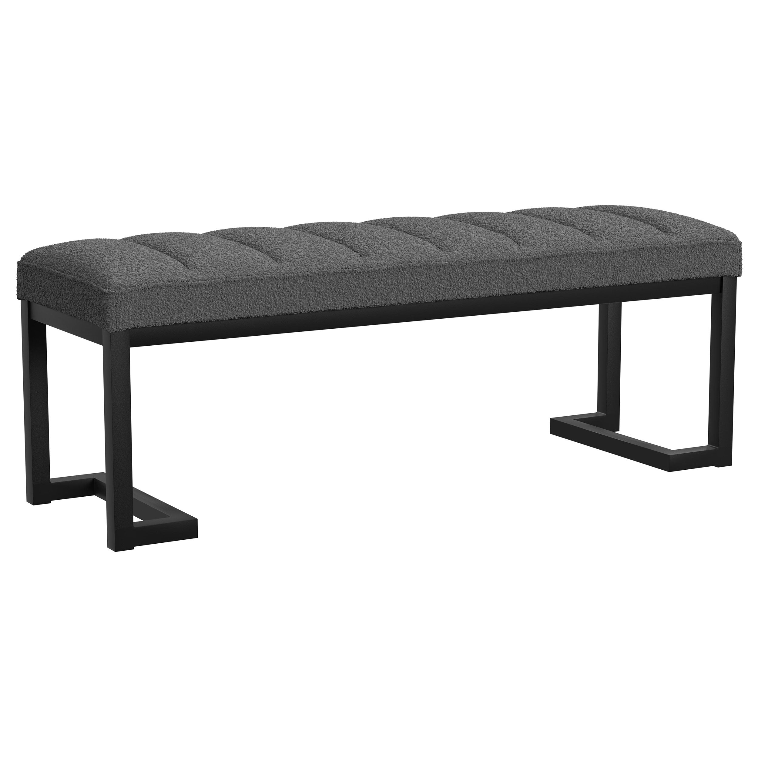 Dar Furniture - Coaster - Mesa Boucle Upholstered Tufted Accent Bench Charcoal - 907516