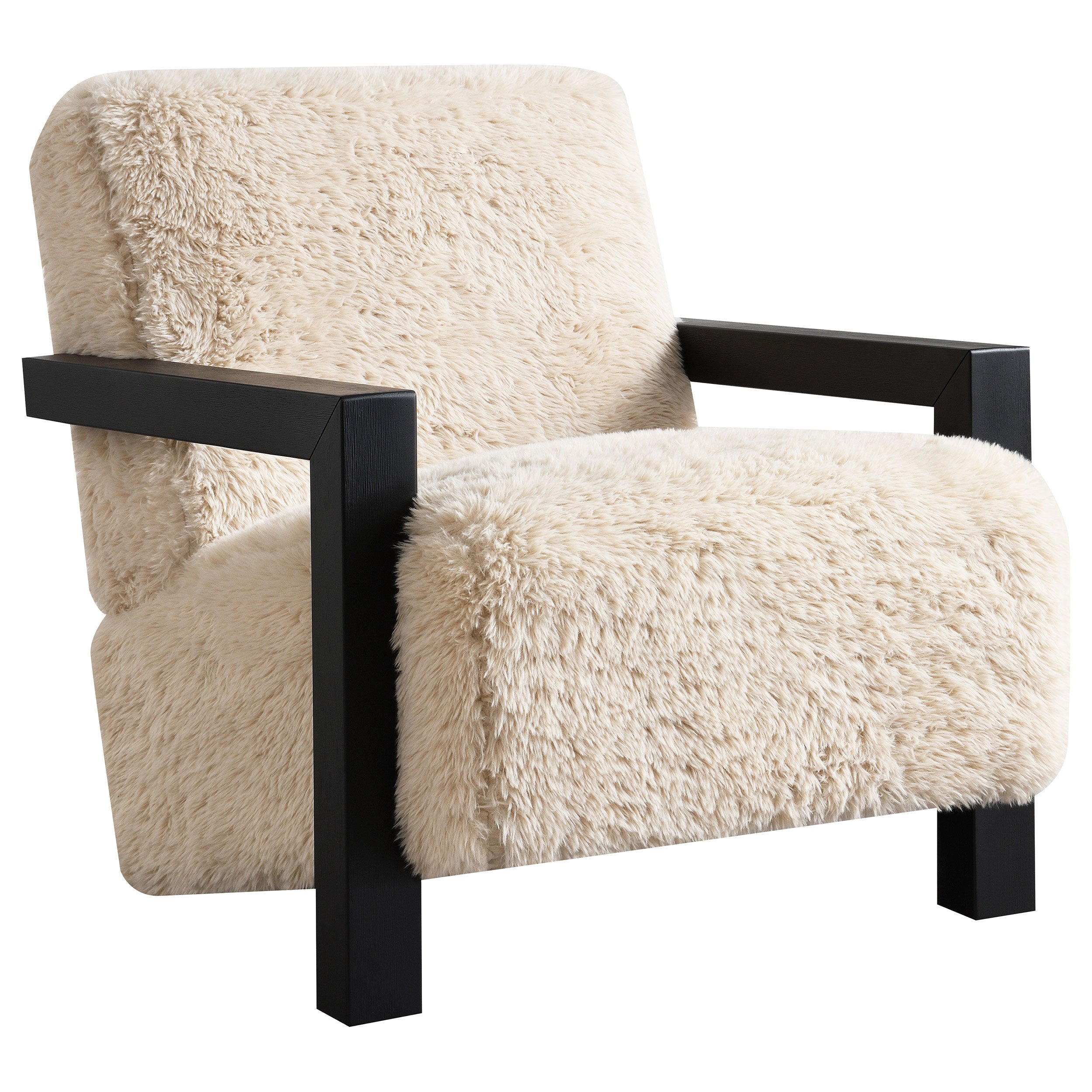 Dar Furniture - Coaster - Fitzroy Faux Fur Upholstered Chair Solid Wood Arms Latte - 907533