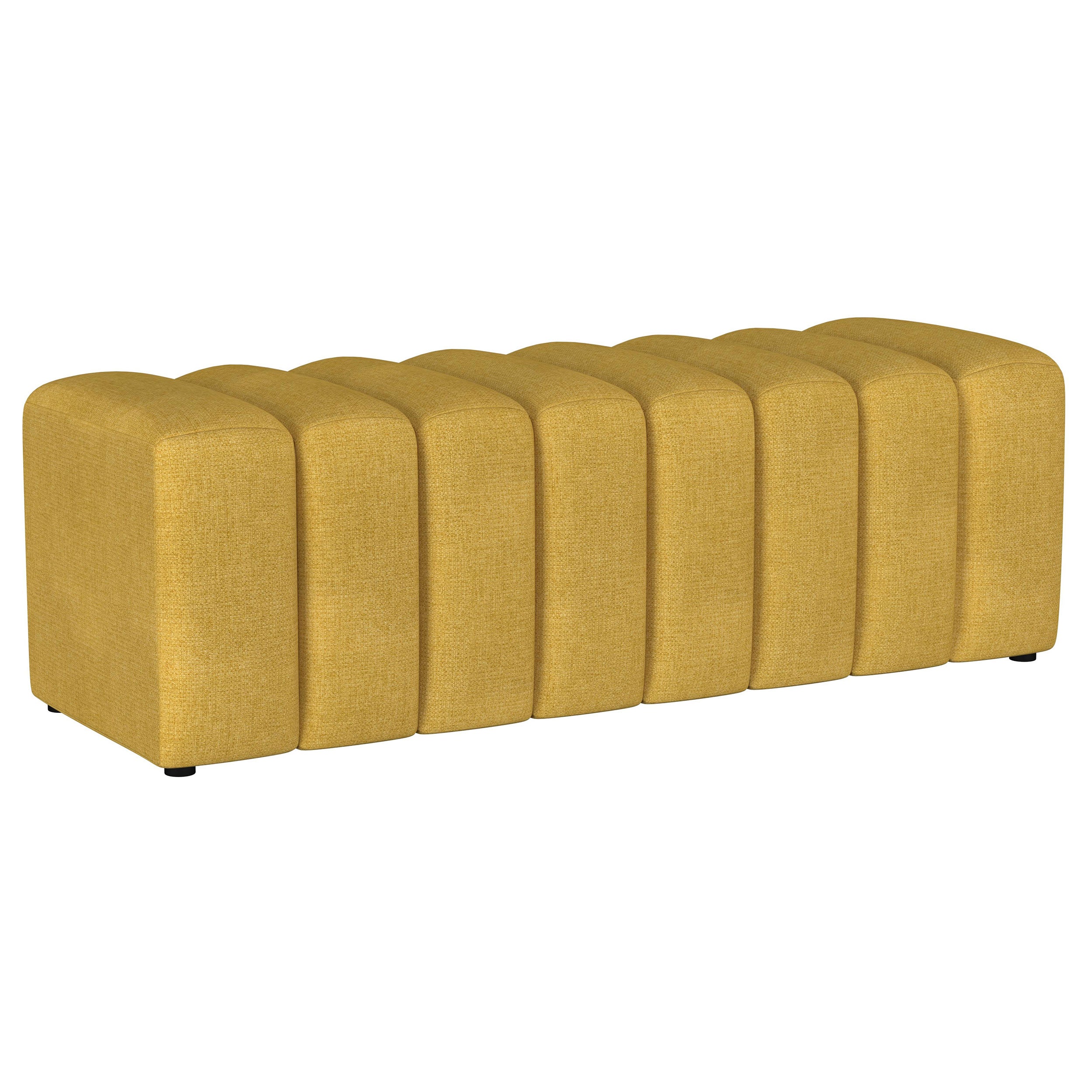 Dar Furniture - Coaster - Summer Fabric Upholstered Tufted Accent Bench Mustard Yellow - 910292