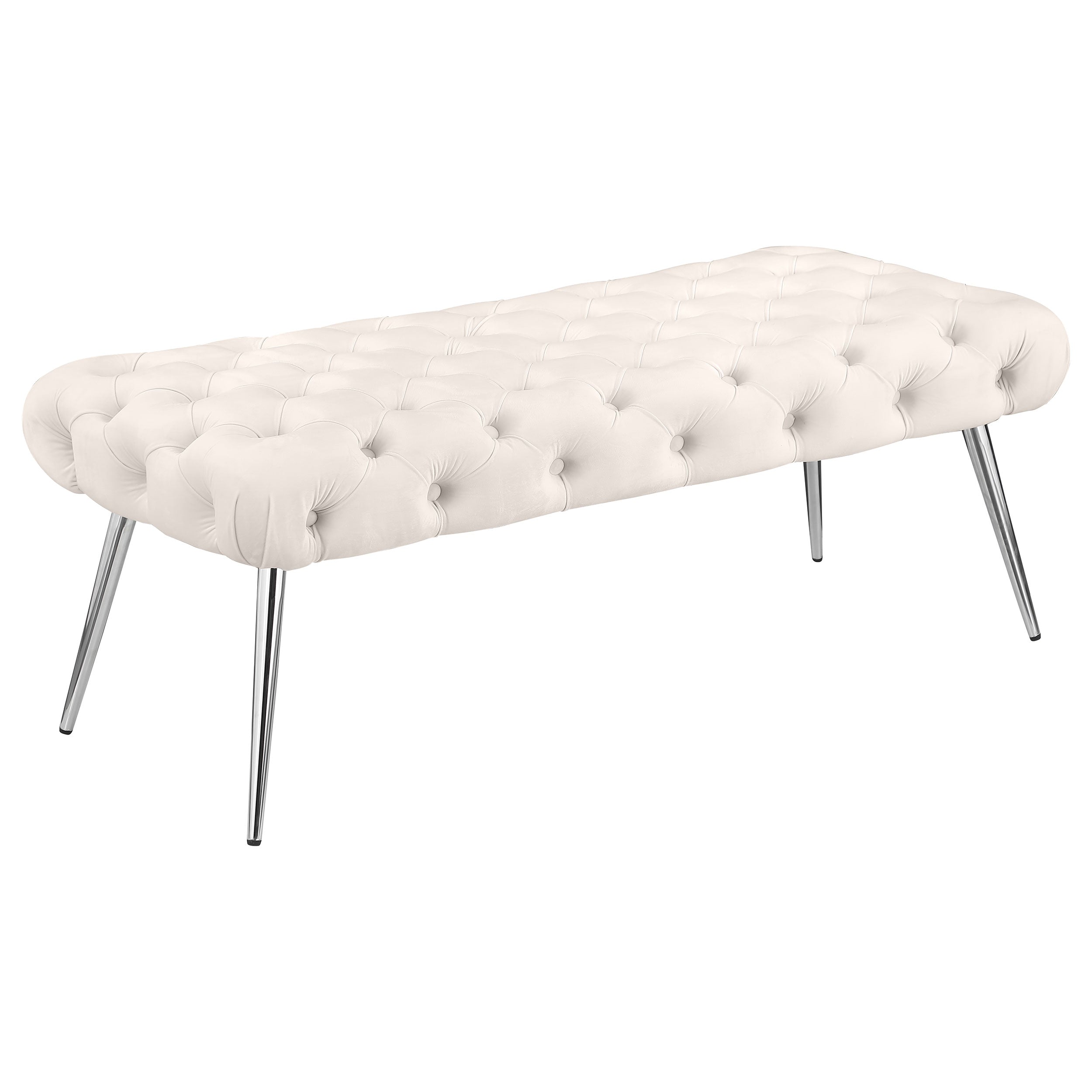 Dar Furniture - Coaster - Ella Upholstered Tufted Bench Stainless Steel Legs Ivory - 910334