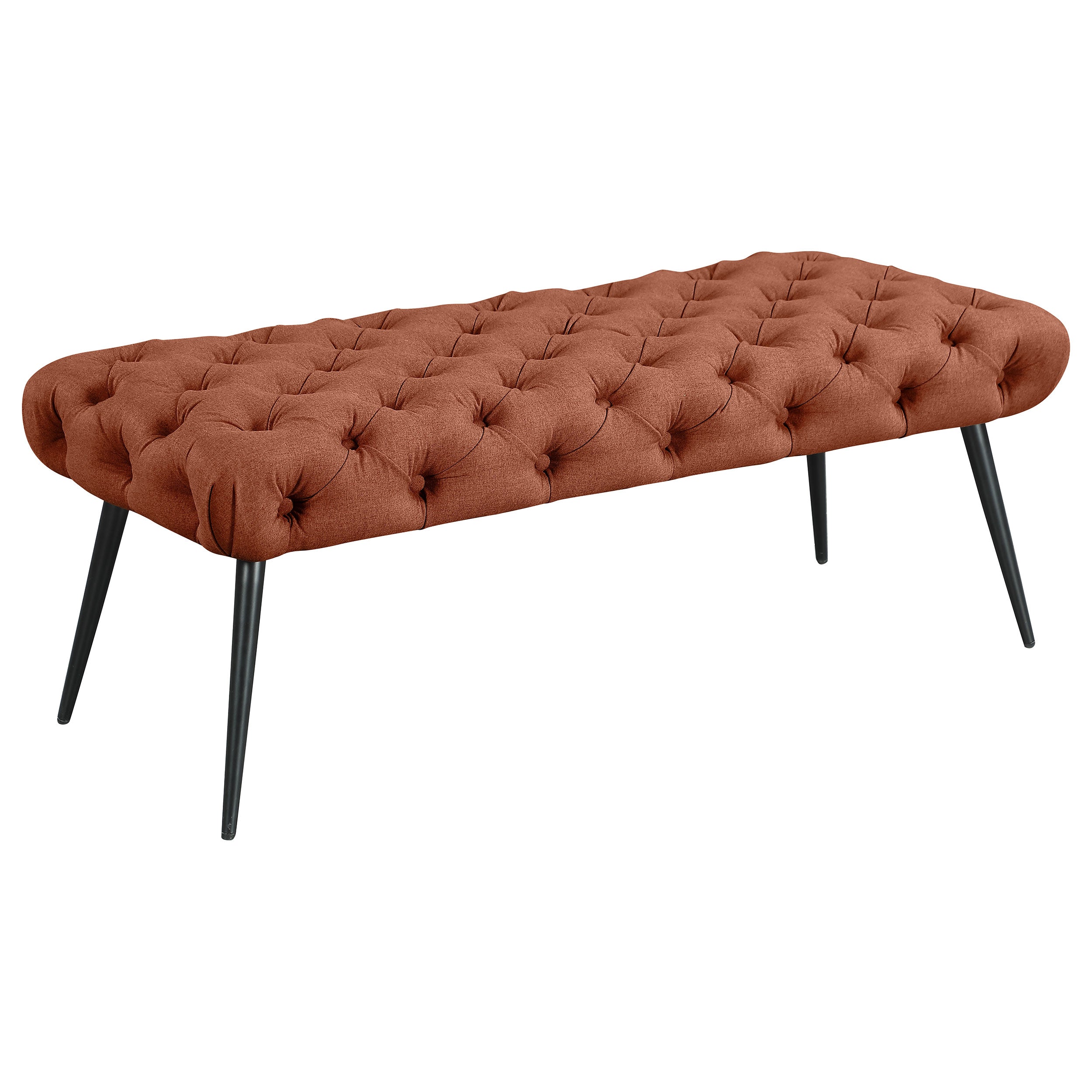 Dar Furniture - Coaster - Ella Upholstered Tufted Bench Metal Legs Rust - 910335