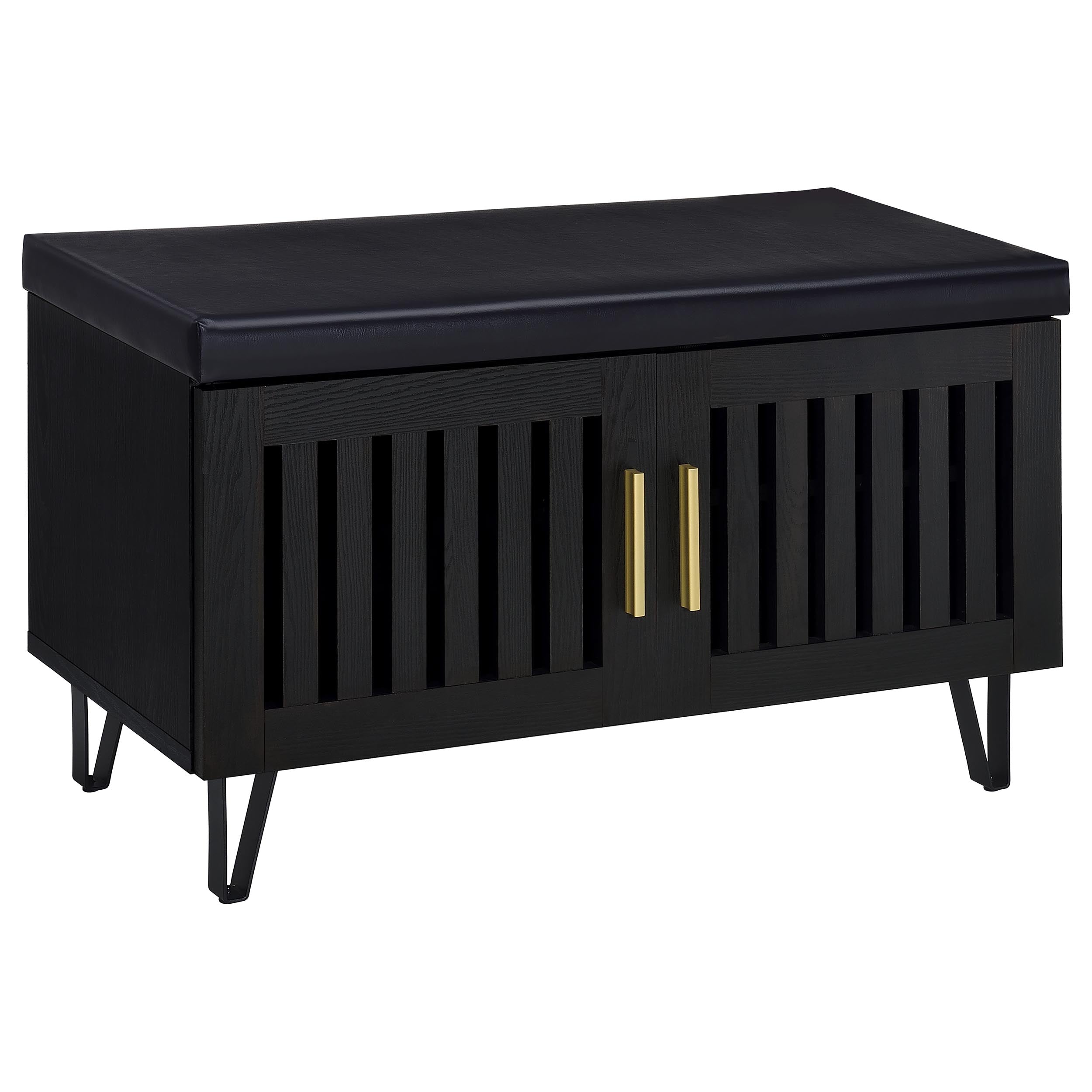 Dar Furniture - Coaster - Brixton 2-door Padded Entryway Shoe Storage Bench Black - 915152