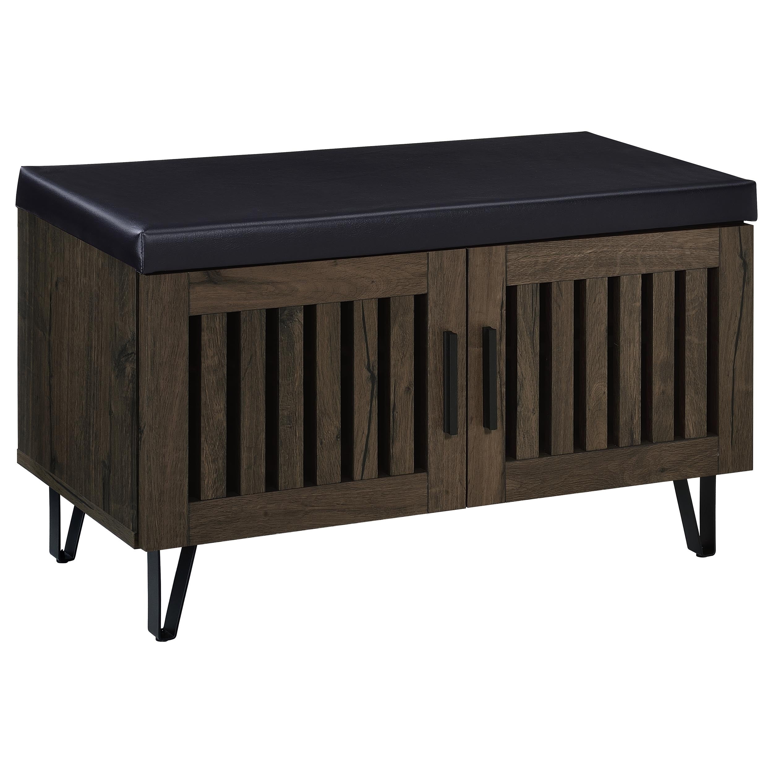 Dar Furniture - Coaster - Brixton 2-door Padded Entryway Shoe Storage Bench Smoked Oak - 915153