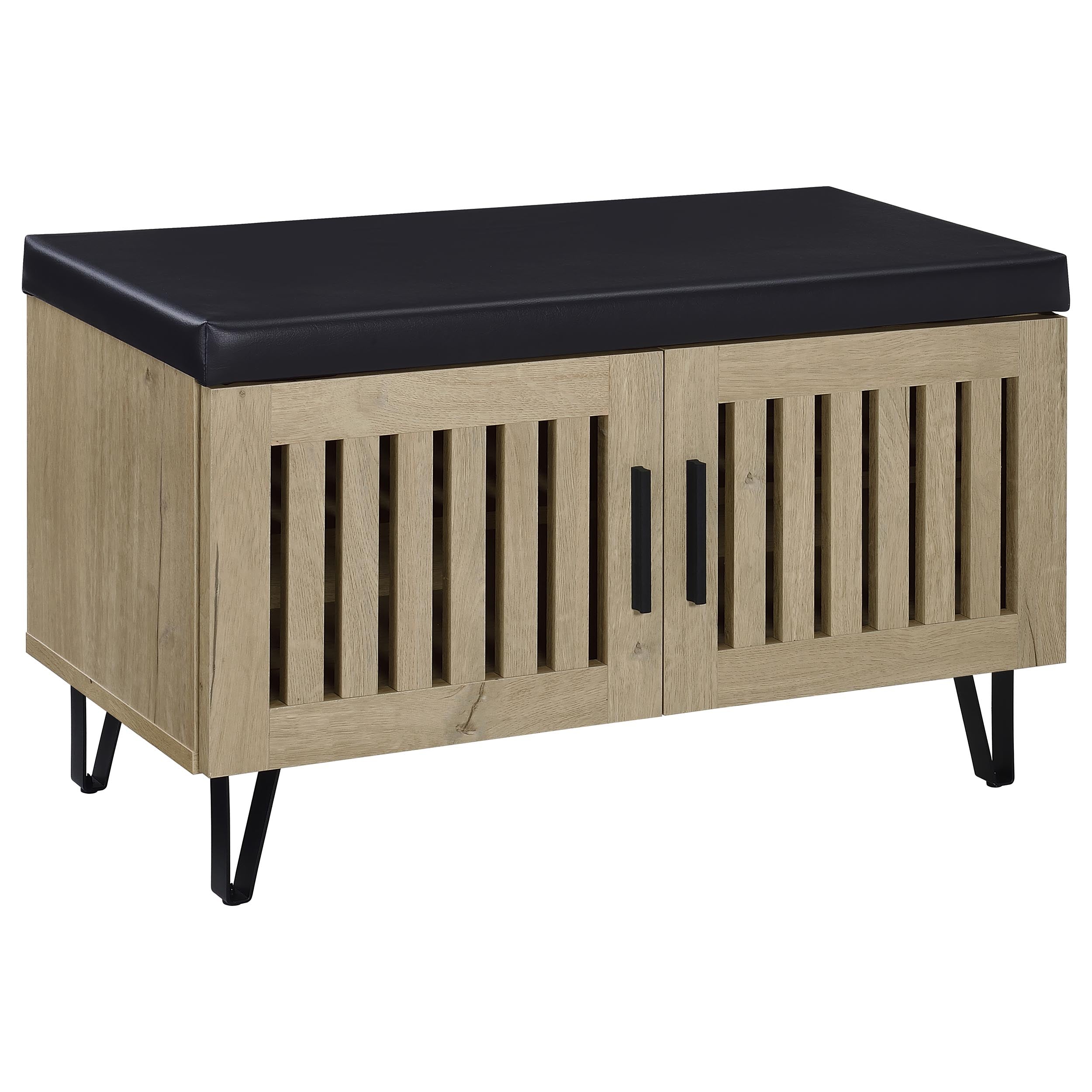 Dar Furniture - Coaster - Brixton 2-door Padded Entryway Shoe Storage Bench White Oak - 915154