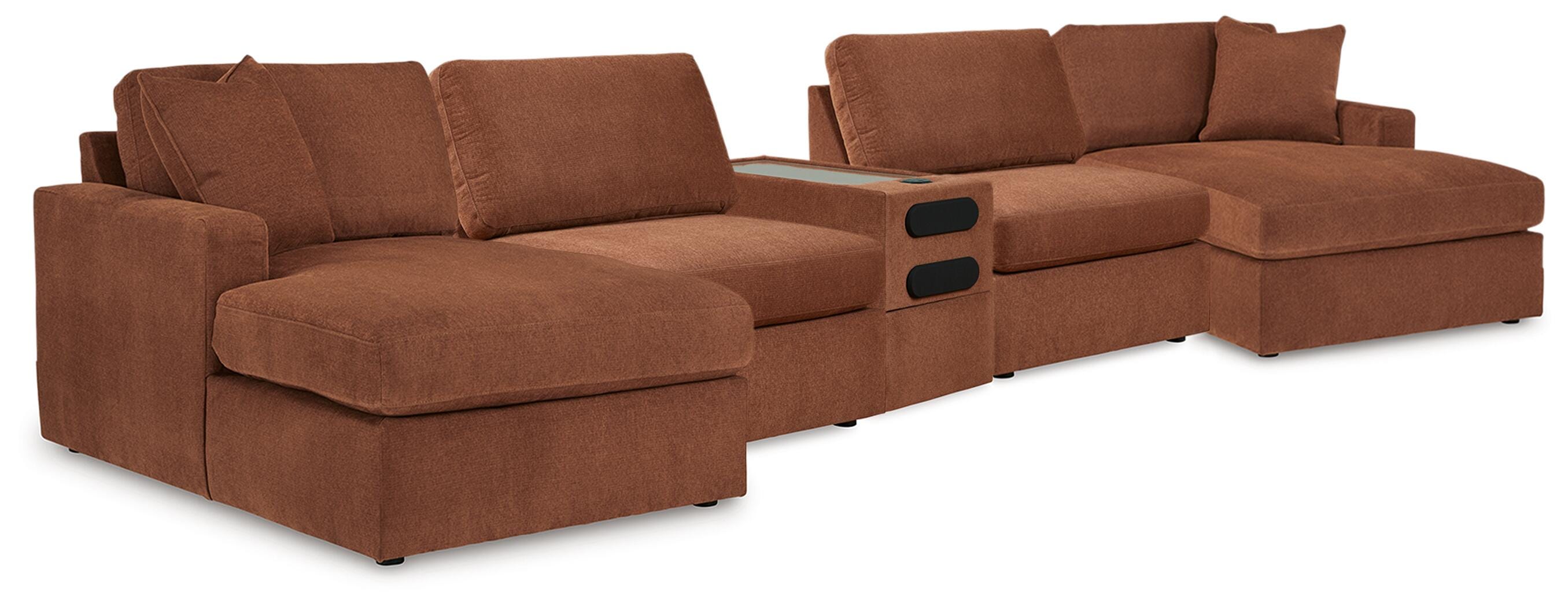 Dar Furniture - Ashley Furniture - Modmax 5 Piece Sectional with Audio Console - RAF 5 Piece Sectional with Audio Console / Spice - 92102S70