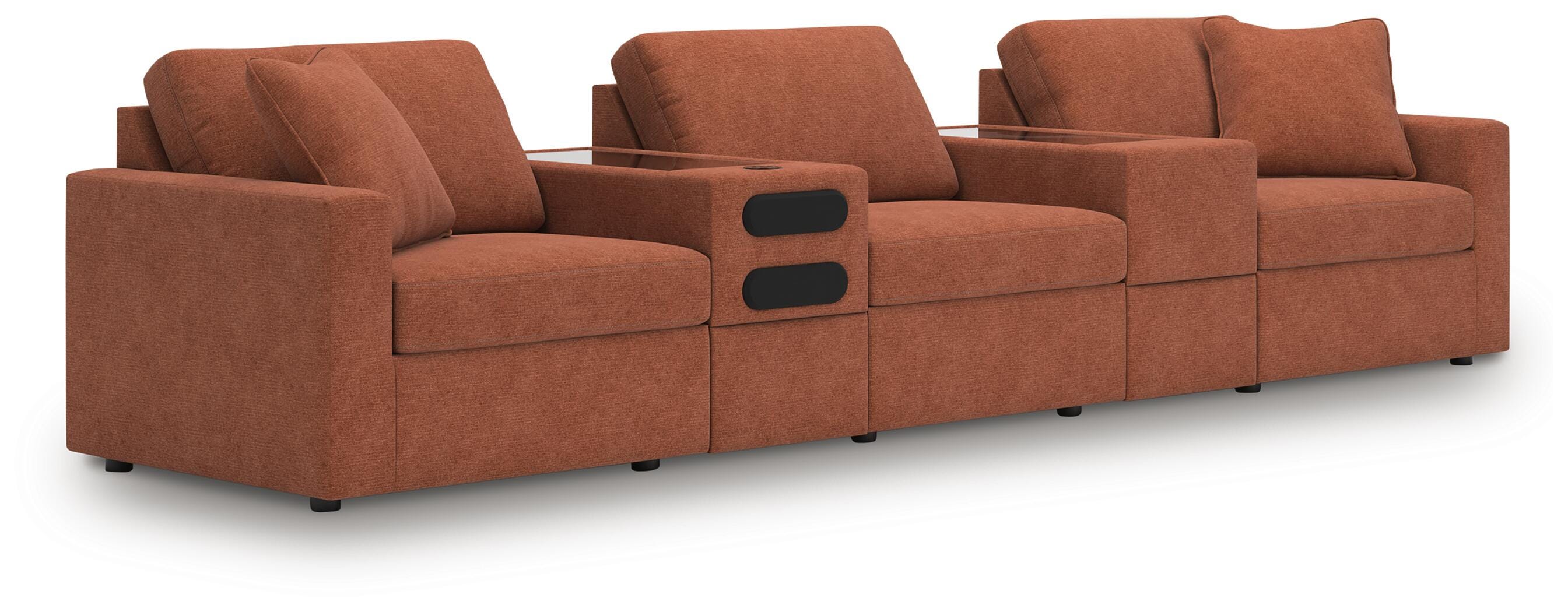 Dar Furniture - Ashley Furniture - Modmax 5-Piece Sectional with Audio System - RAF 5-Piece Sectional with Audio System / Spice - 92102S64