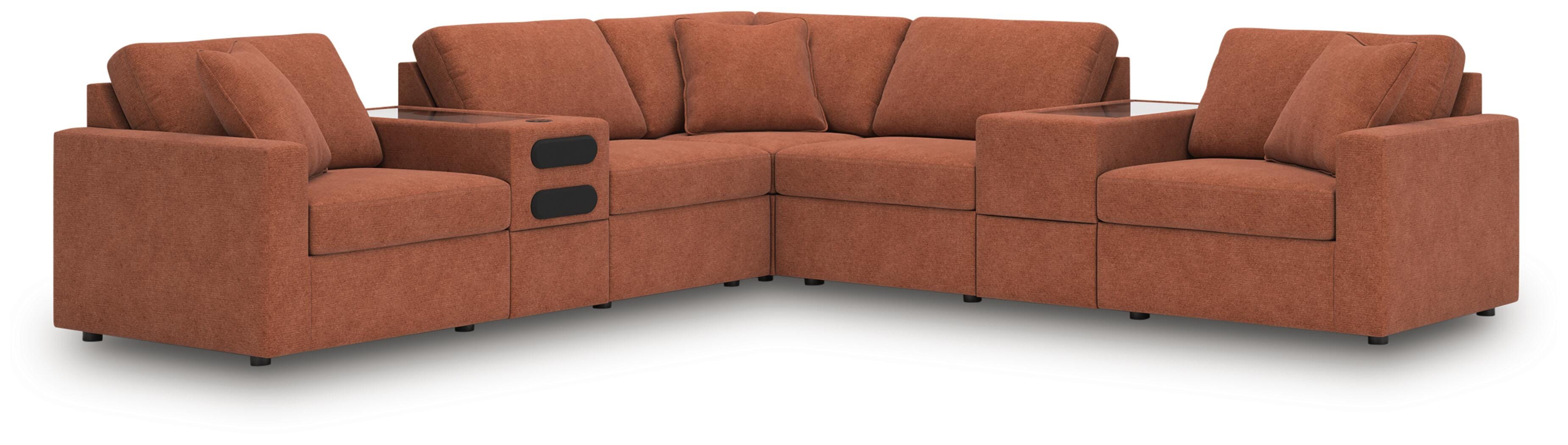 Dar Furniture - Ashley Furniture - Modmax 7-Piece Balanced Sectional with Audio and Storage Consoles - RAF 7-Piece Balanced Sectional with Audio and Storage Consoles / Spice - 92102S69
