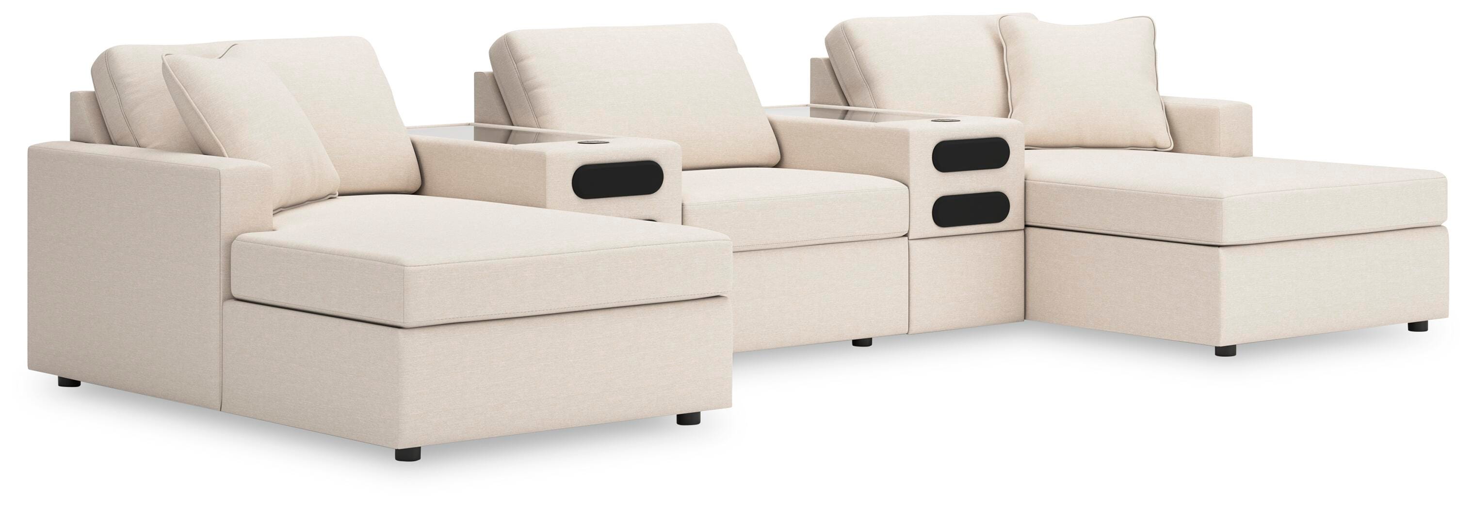 Dar Furniture - Ashley Furniture - Modmax 5-Piece Double Chaise with Audio Consoles - RAF 5-Piece Double Chaise with Audio Consoles / Oyster - 92103S49