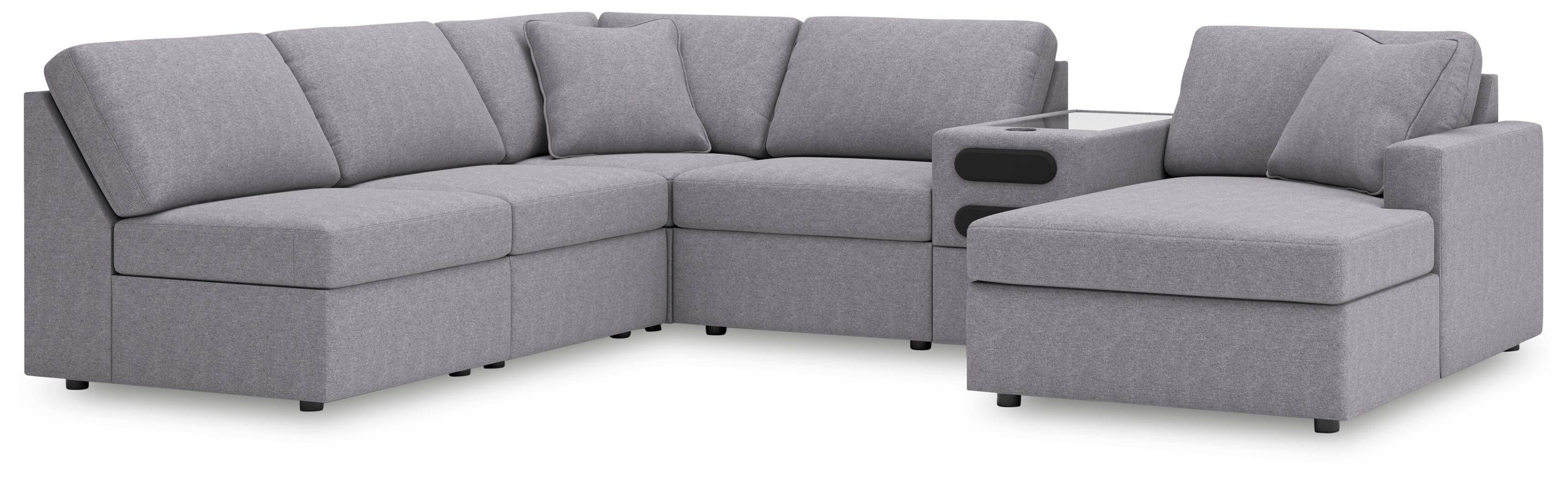 Dar Furniture - Ashley Furniture - Modmax 6-Piece Sectional with Chaise - 6-Piece Sectional with Chaise and Audio Console / Granite - 92104S25