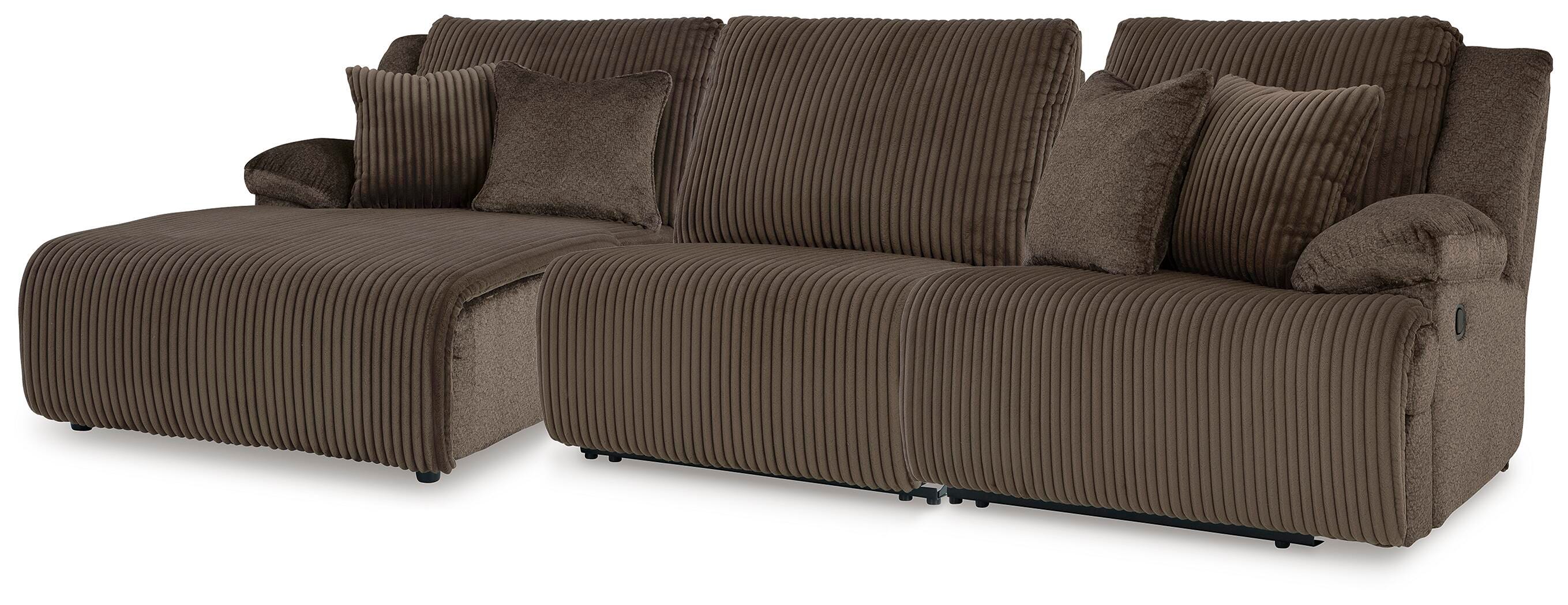 Dar Furniture - Ashley Furniture - Top Tier 3-Piece Reclining Sofa Chaise Sectional - 3-Piece Reclining Sofa Chaise Sectional / Chocolate - 92705S11
