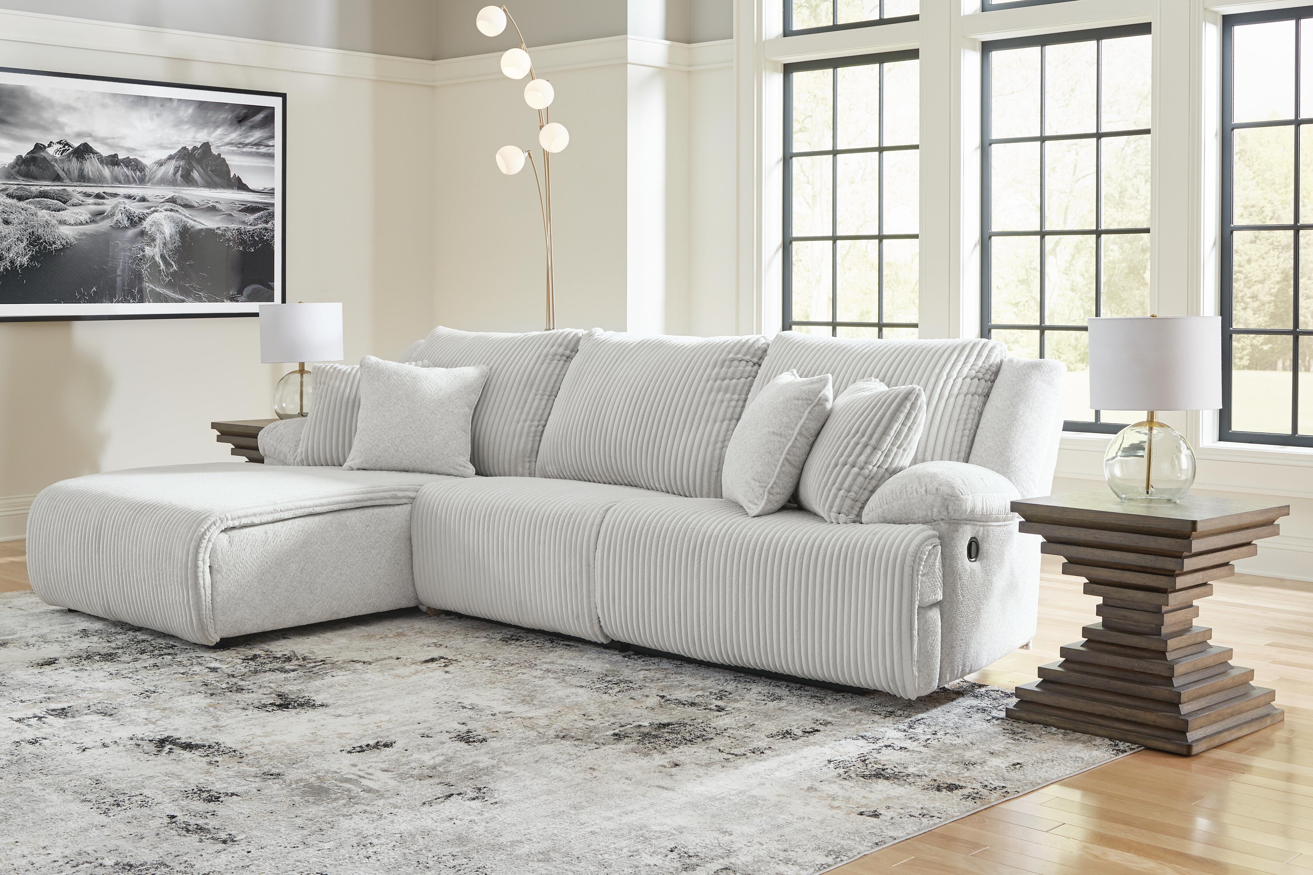 Dar Furniture - Ashley Furniture - Top Tier 3-Piece Reclining Sectional Sofa Chaise - 3-Piece Reclining Sectional Sofa Chaise / Alloy - 92706S7