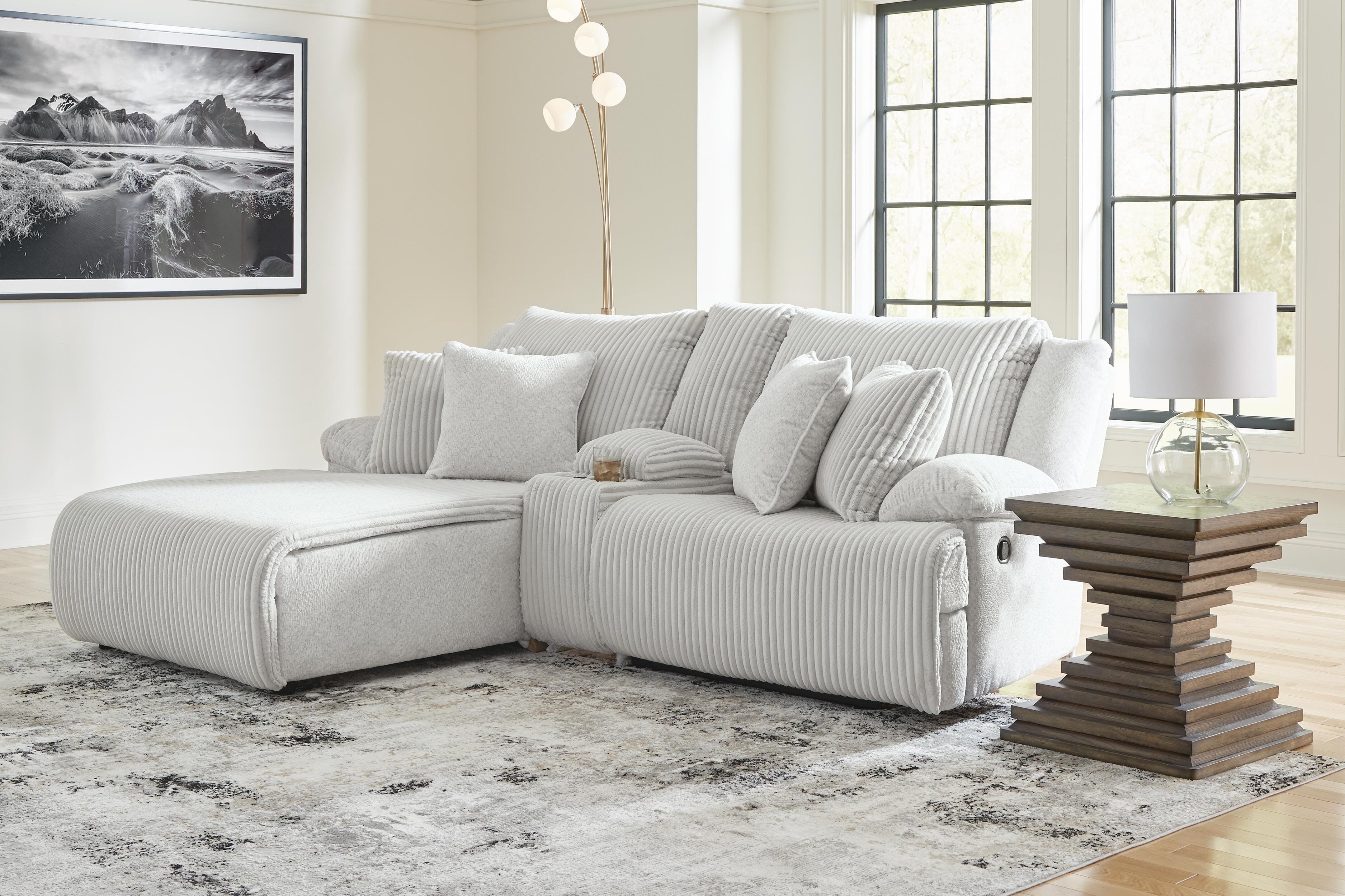 Dar Furniture - Ashley Furniture - Top Tier 3-Piece Reclining Sectional Sofa with Chaise - 3-Piece Reclining Sectional Sofa with Chaise / Alloy - 92706S5