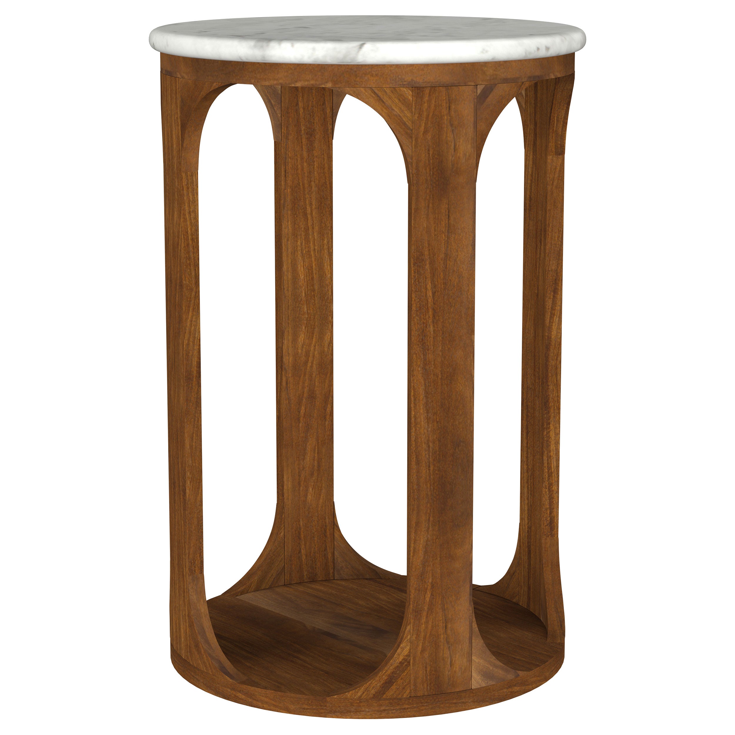 Dar Furniture - Coaster - Berkeley Round Marble Top Side Table White and Brown - 930080